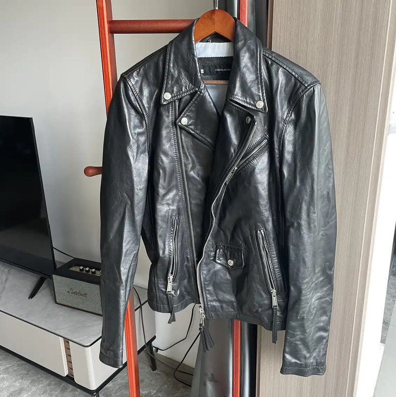 Dsquared2 DSQUARED2 Black Leather Men's Jacket L Size 0089 Size US L / EU 52-54 / 3 - 1 Thumbnail