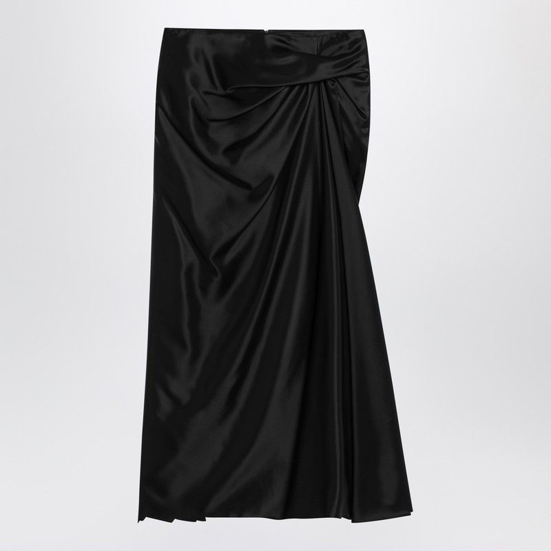 Balenciaga Balenciaga Draped Black Skirt In Cupro Twill