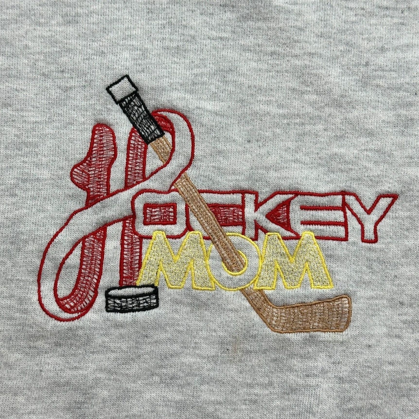 Jerzees VINTAGE Jerzees Sweatshirt Womens Large Gray Hockey Mom Embroidered USA Made Size L / US 10 / IT 46 - 4 Thumbnail