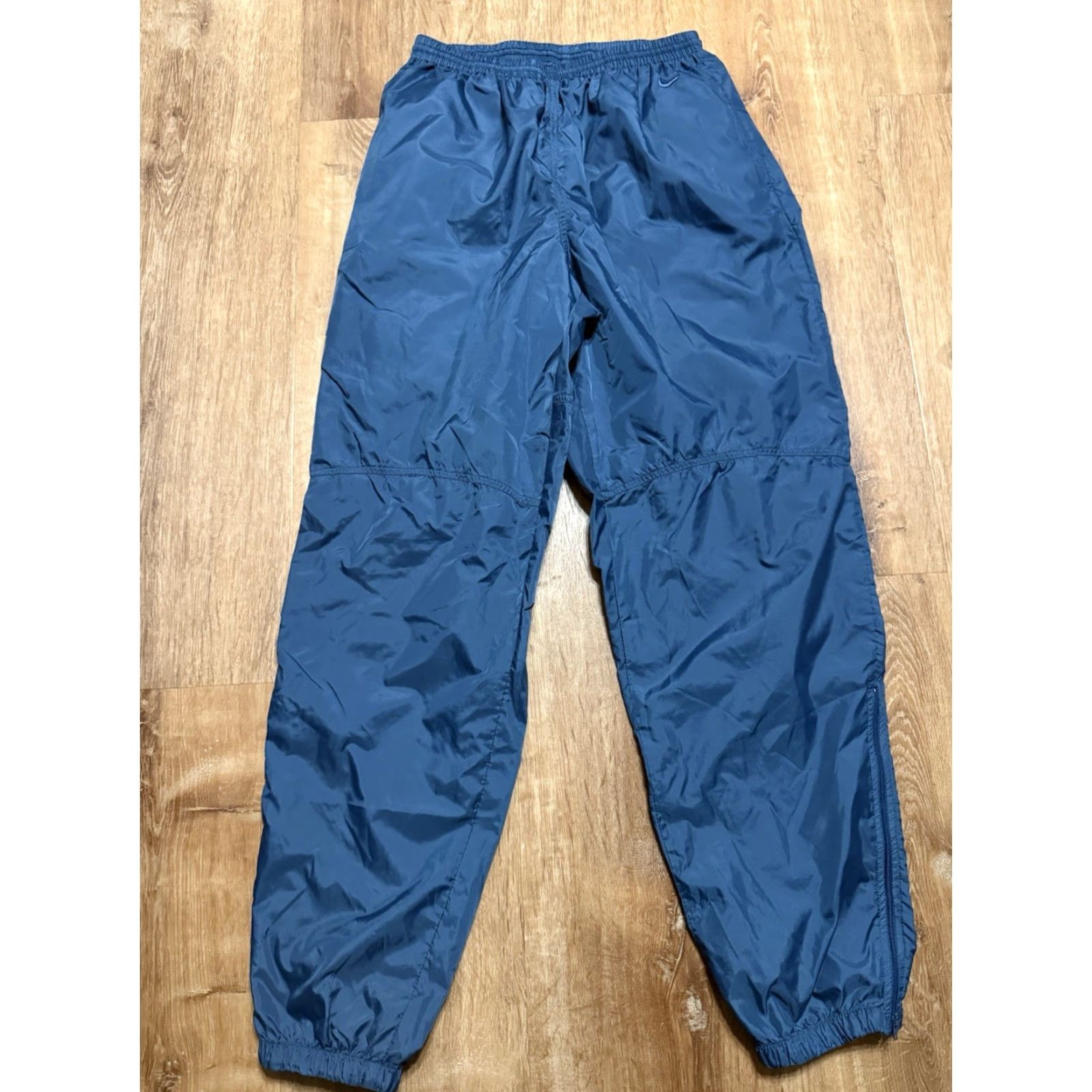 Nike VINTAGE Nike Windbreaker Pants Track Mens Large Blue White 90s Swoosh Check Size US 33 - 2 Thumbnail