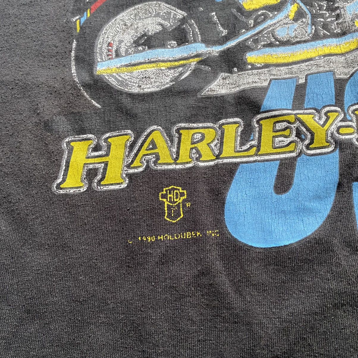Harley Davidson RARE HARLEY DAVIDSON 1990 HOLDUBER INC FADED T SHIRT Size US XL / EU 56 / 4 - 3 Thumbnail