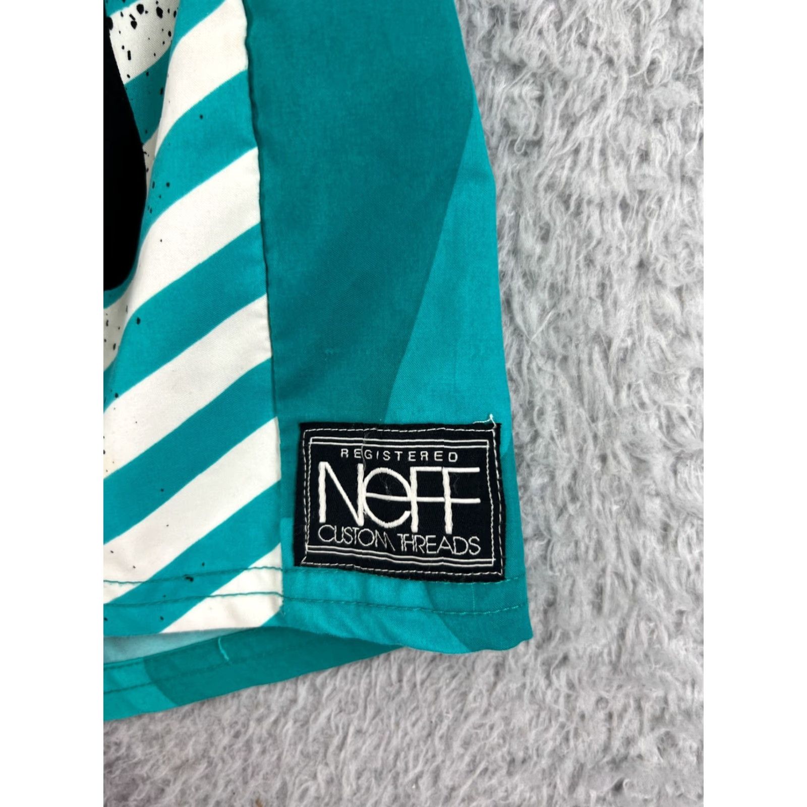Vintage NEFF Swim Trunks Men 34 Teal Board Shorts Polyester Bathing Suit Surf Retro Look Green Pockets Drawstring Breathable 100% Polyester Mens Bottom Size US 34 / EU 50 - 5 Thumbnail