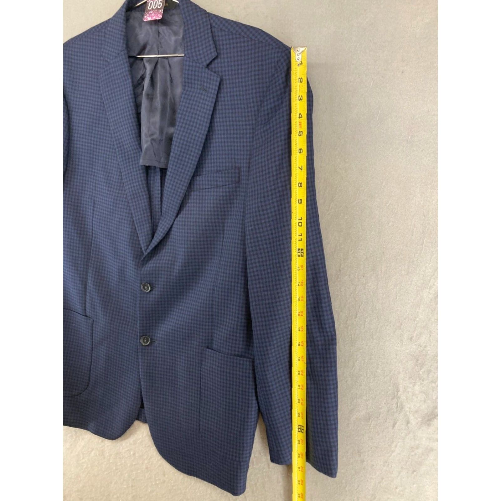 Jos. A. Bank Jos. A. Bank Classic Suit Jacket 44L Blue Check Wool Blend Two-Button Long Sleeve Mens Size 44R - 4 Thumbnail