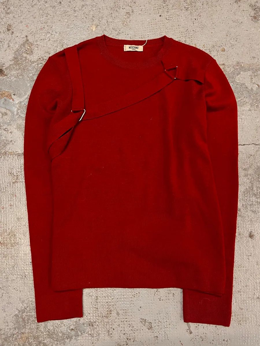 Moschino Moschino Wool Wrap Bondage Strap Red Sweater Size US S / EU 44-46 / 1 - 4 Thumbnail