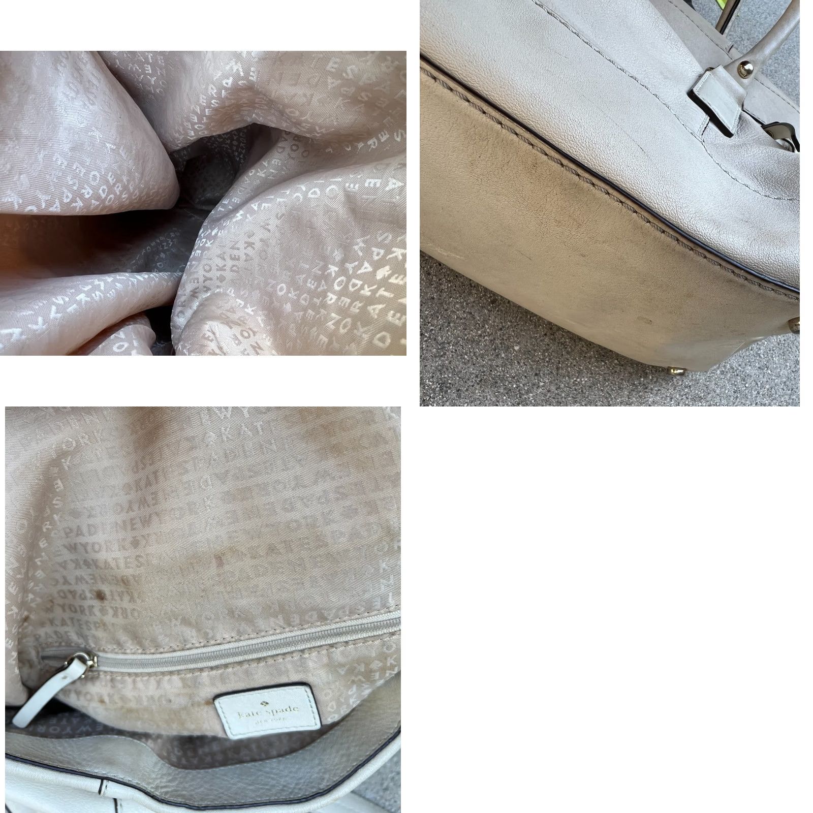 Vintage kate spade new york Fremont Place Crossbody Purse Satchel Hand Bag Beige Leather Ladies Medium Be Size ONE SIZE - 9 Thumbnail