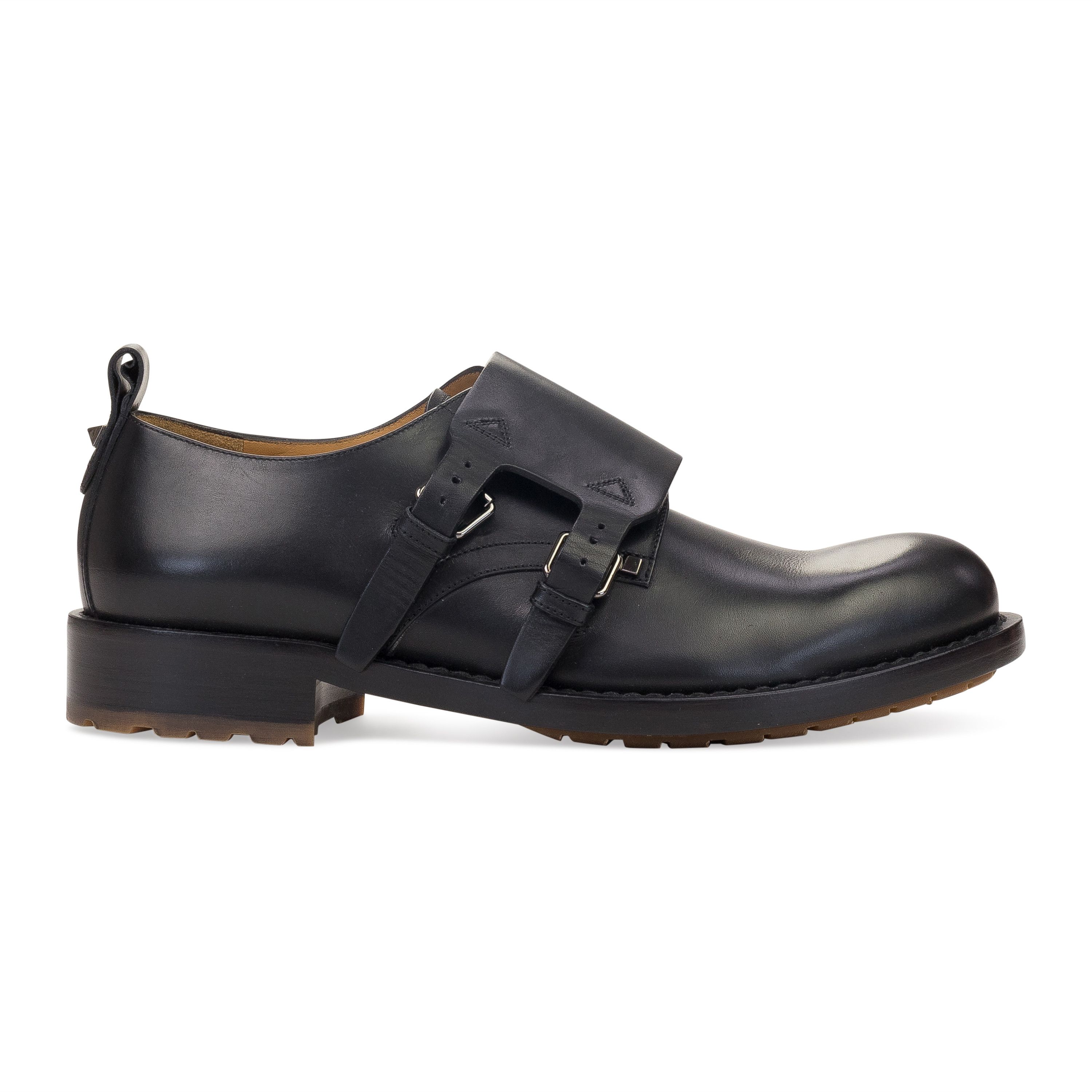 Valentino BLACK DOUBLE MONKSTRAP LEATHER DRESS SHOES SIZE 43
