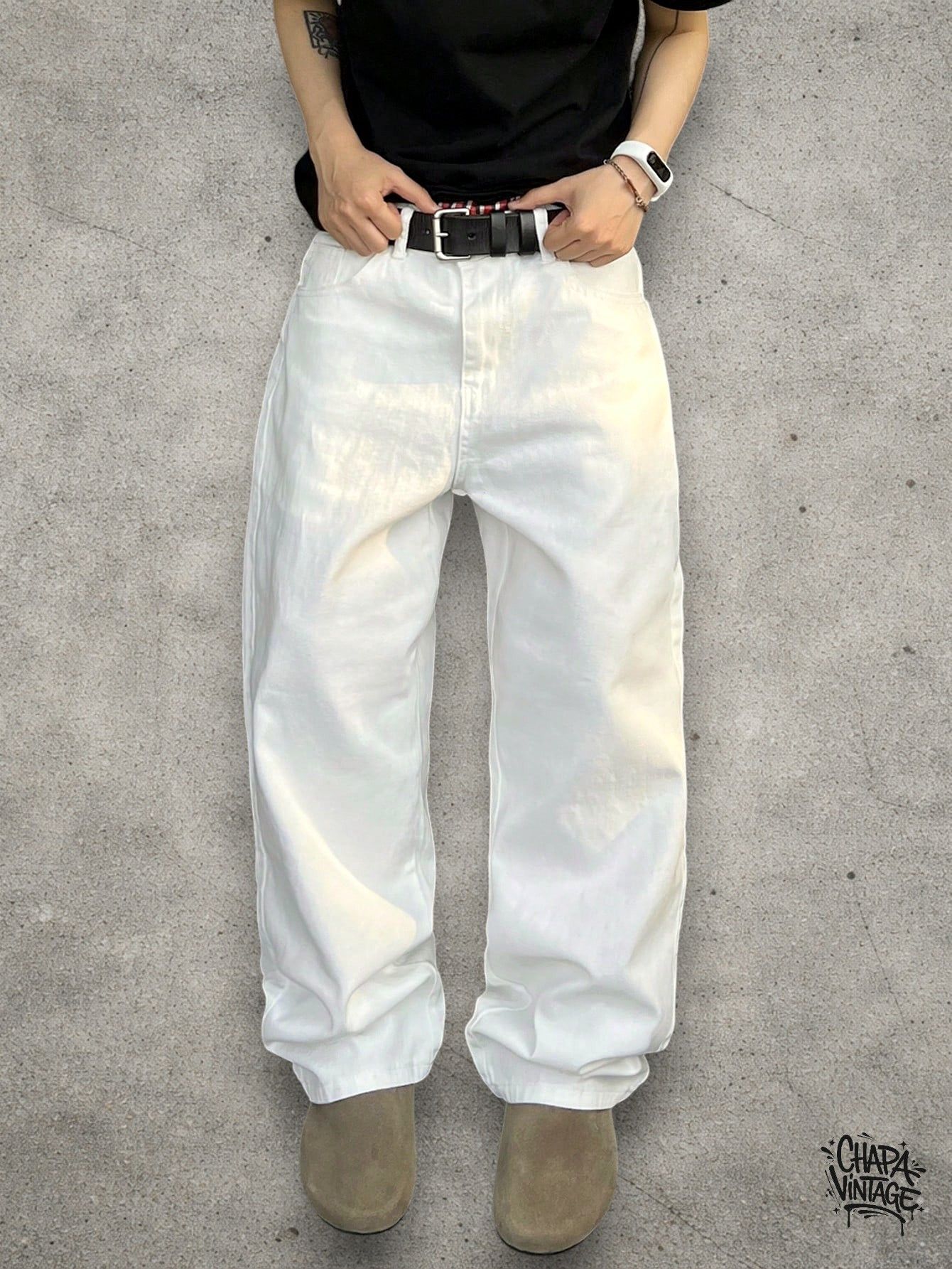 Vintage Straight leg white jeans Size US 32 / EU 48 - 3 Thumbnail