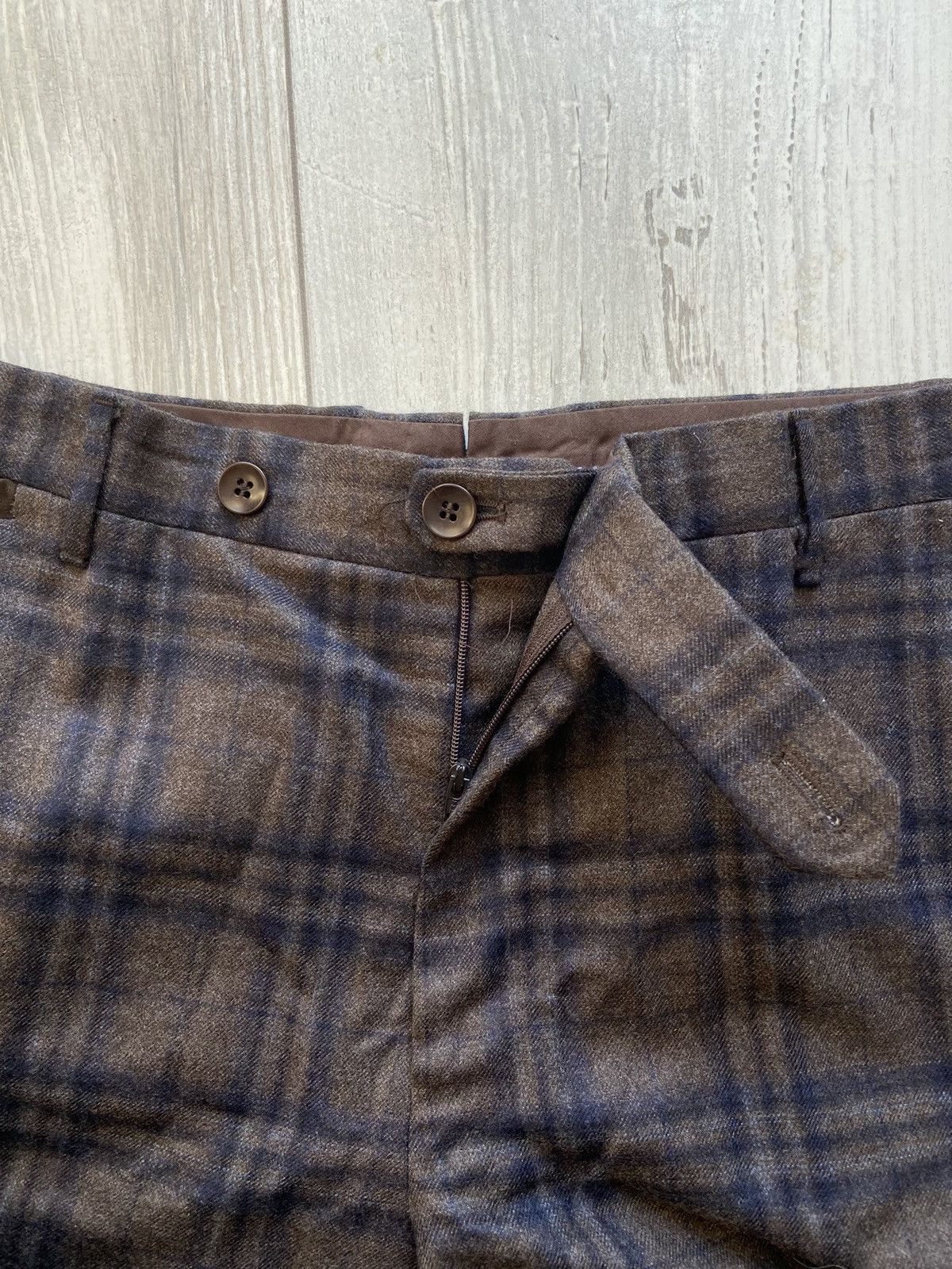 Rota Rota Brown Blue Checked Wool Trousers Size US 39 - 8 Thumbnail