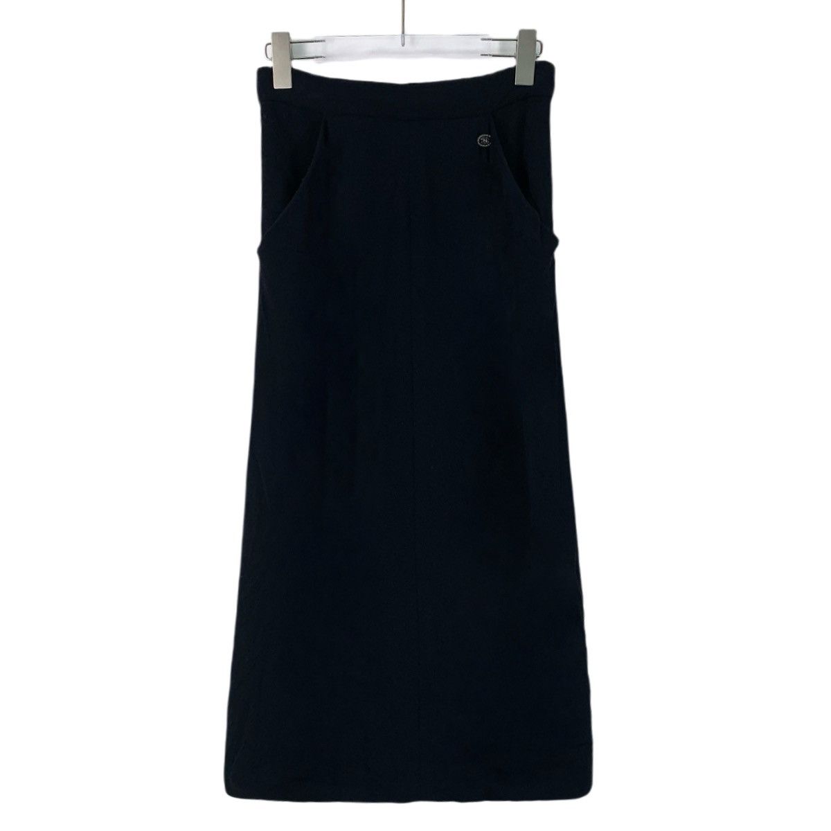 Chanel Chanel Black Logo Silk Straight Long Dress Size 26" / US 2 / IT 38 - 1 Thumbnail