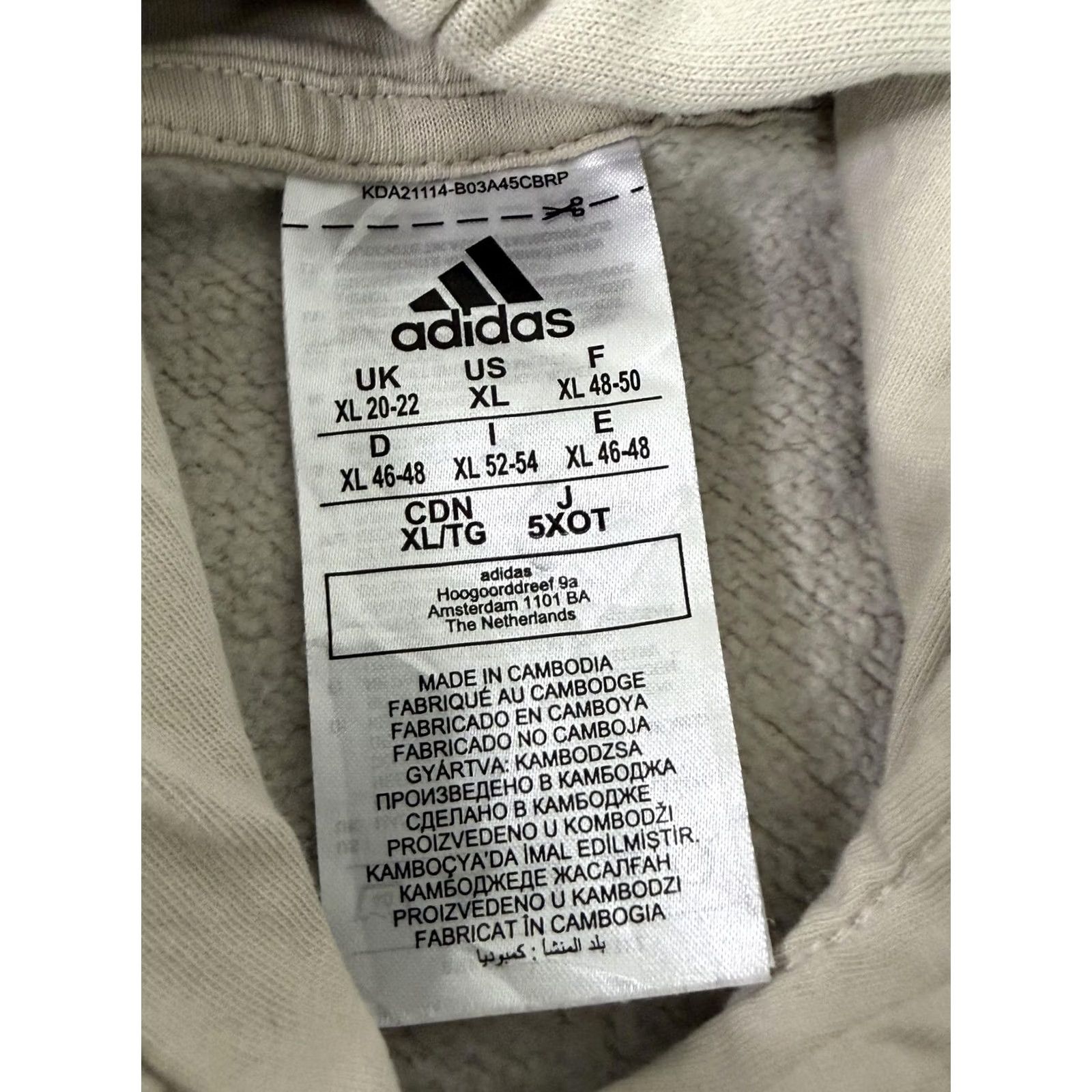 Adidas Adidas Hoodie Mens XL Beige Pullover Fleece Big Logo Graphic Sweatshirt Athletic Size US XL / EU 56 / 4 - 6 Thumbnail