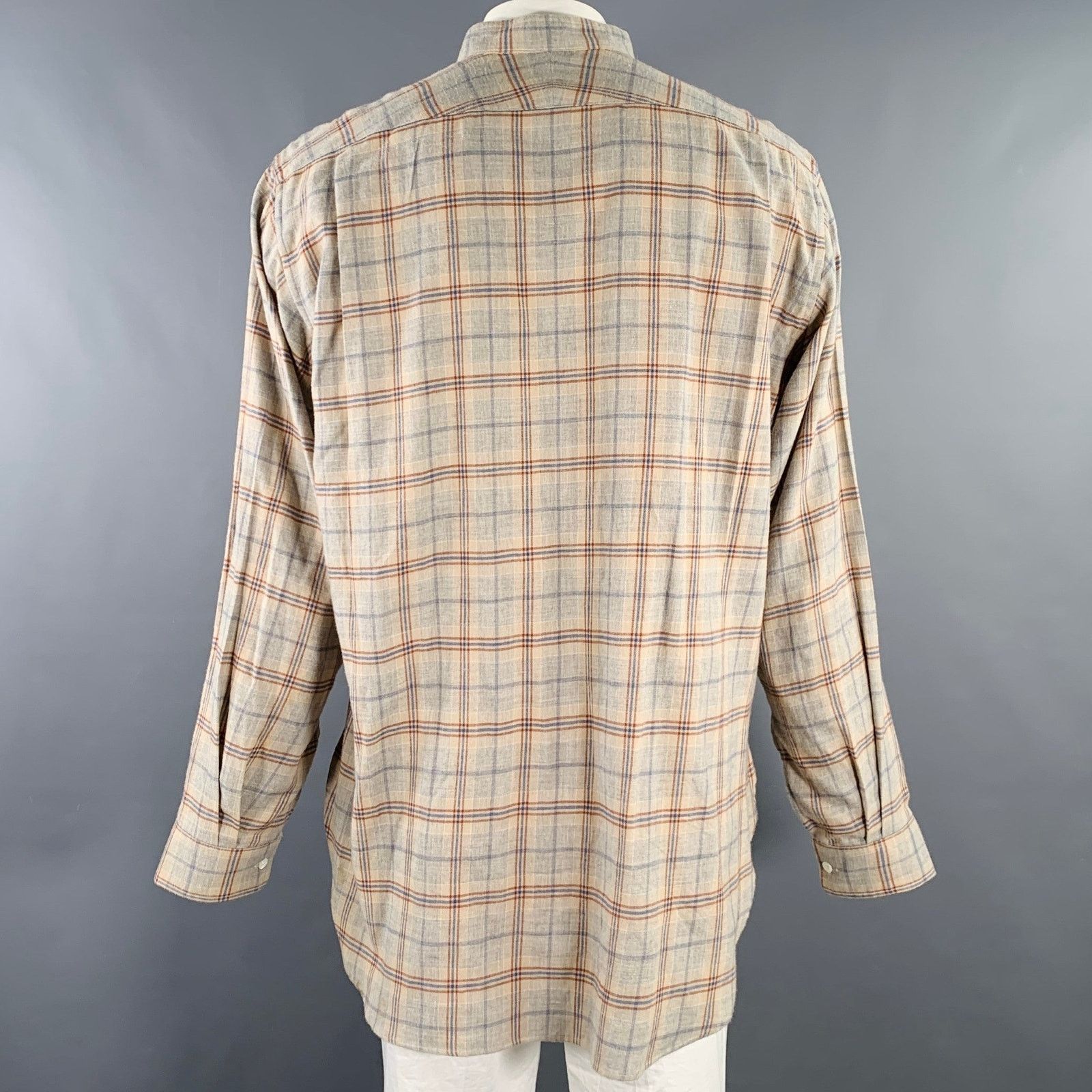 Needles NEEDLES Grey Navy Brown Plaid Wool Nehru Collar Long Sleeve Size US XL / EU 56 / 4 - 3 Thumbnail