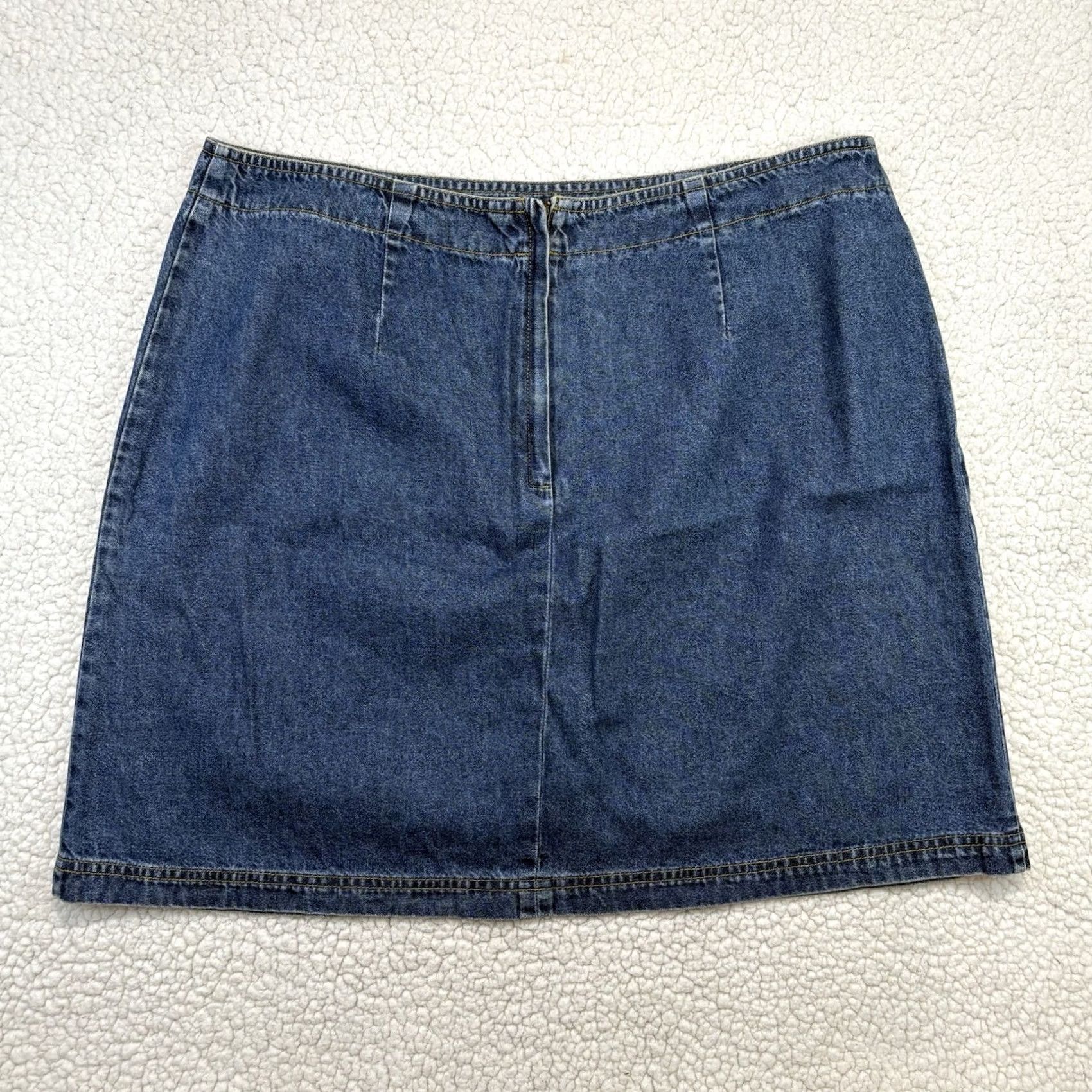 Route 66 VINTAGE Route 66 Denim Skirt Mini 17/18 Plus Blue Floral Embroidered Slit 90s Y2k Bohemian Western Womens Size 38" / US 16 / IT 52 - 4 Thumbnail