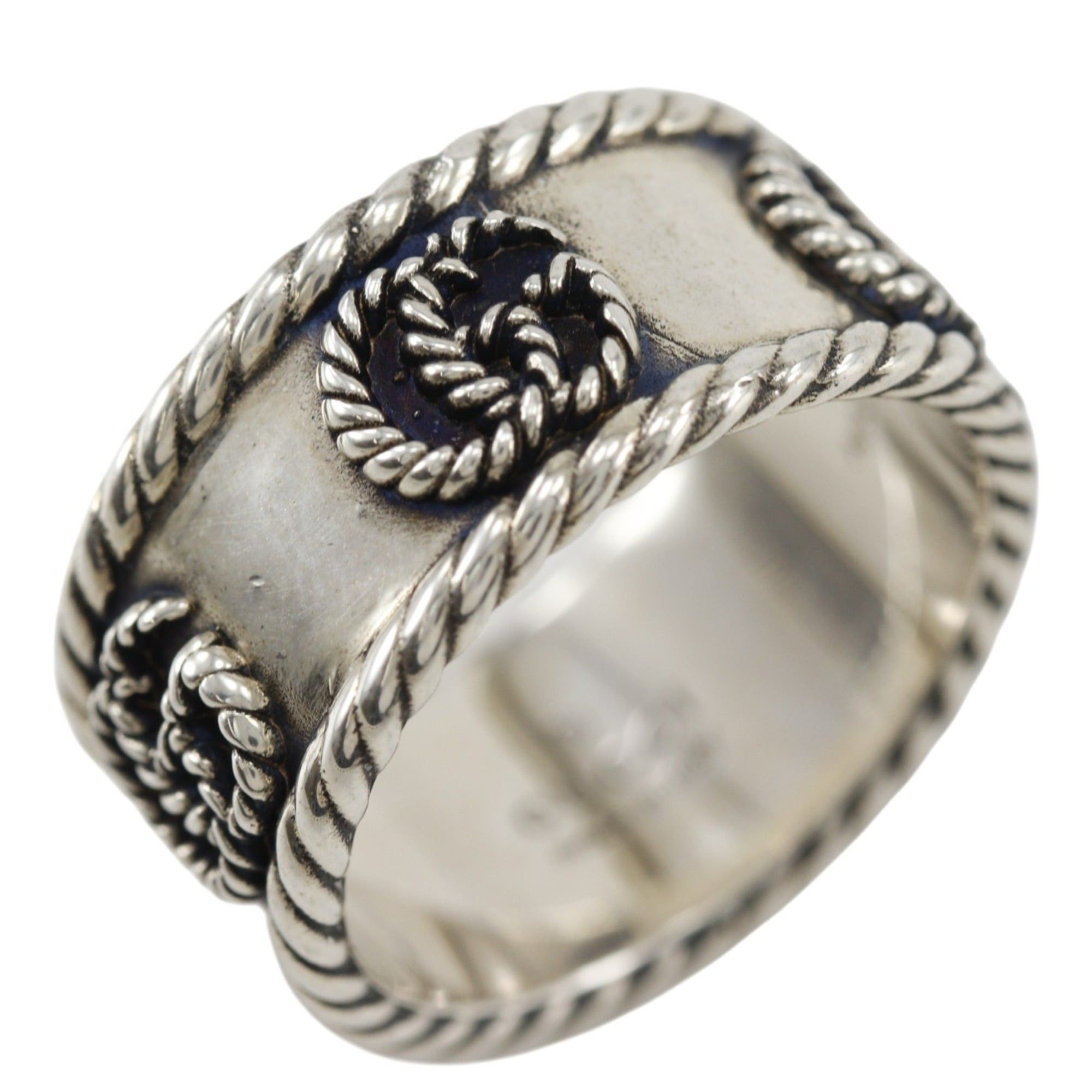 Gucci Gucci Double G Wide Ring, Size 9.5, Sterling Silver 925, Approx. 5.8g, Women's Size ONE SIZE - 1 Thumbnail