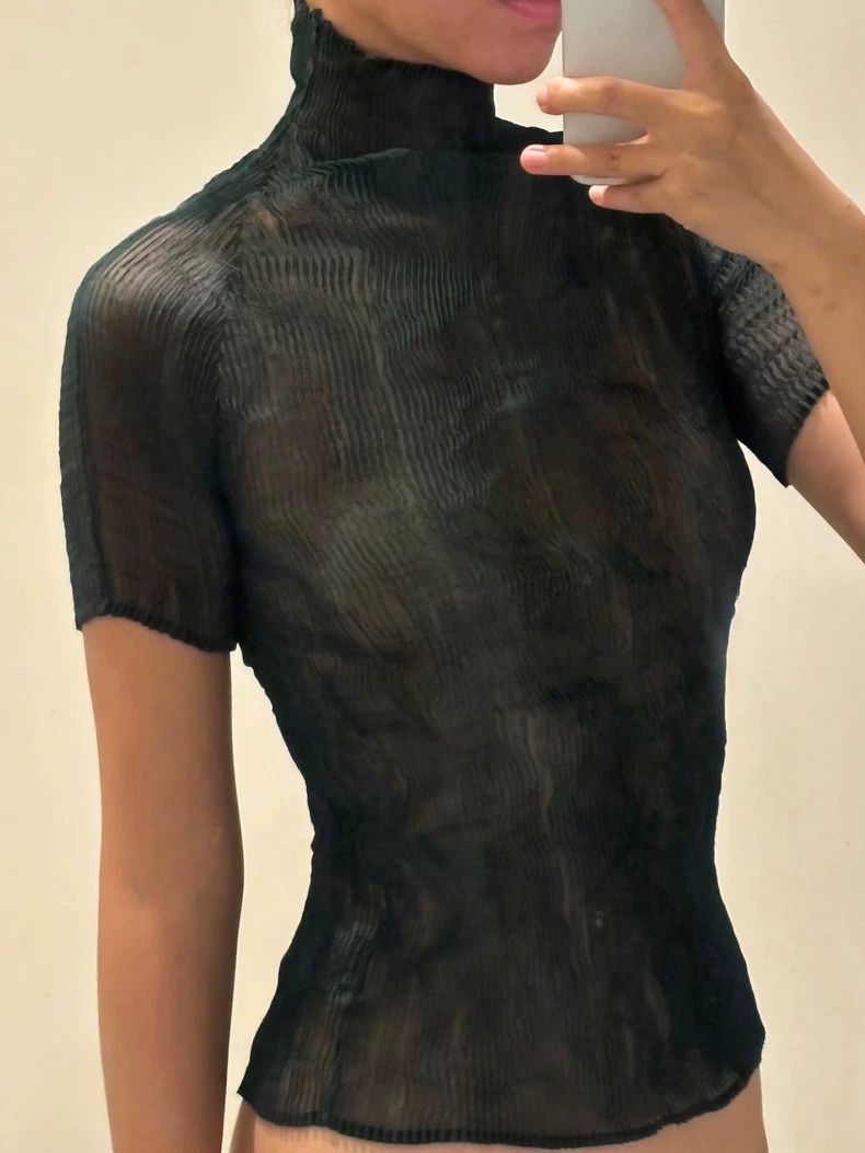 Issey Miyake Issey Miyake size:2 Dark green wicker short-sleeved top Size S / US 4 / IT 40 - 3 Thumbnail