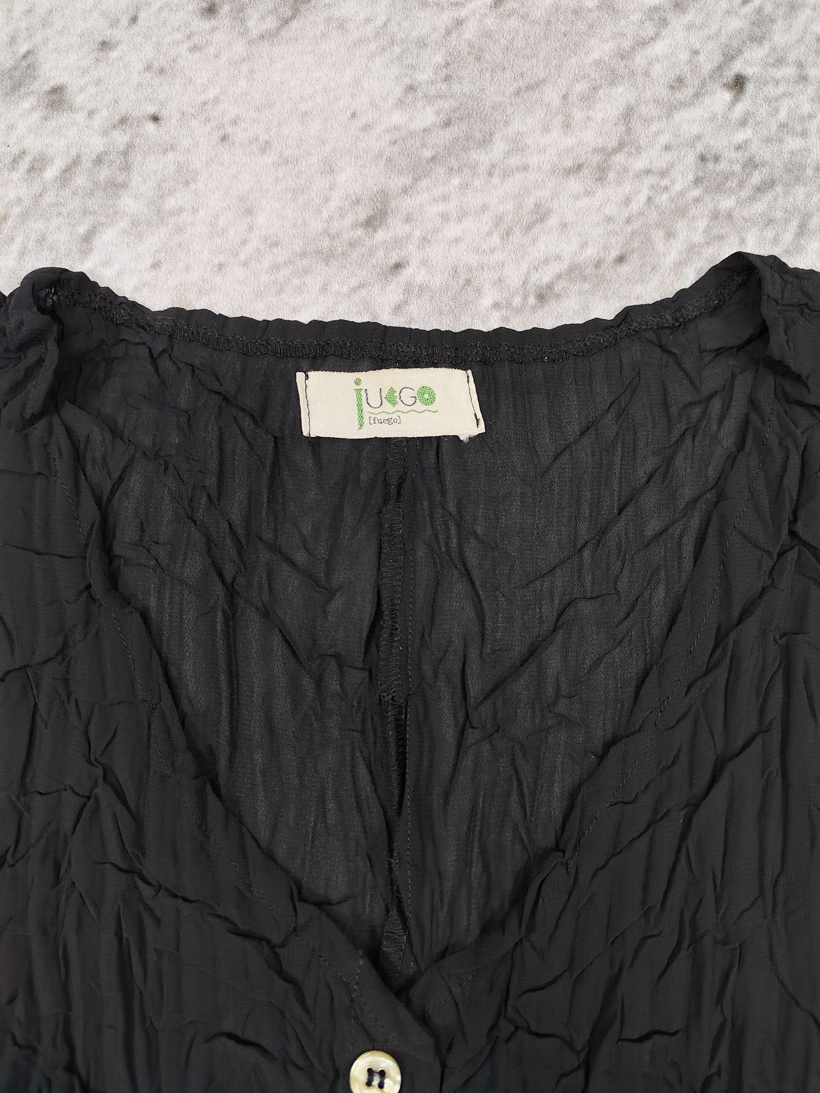 Japanese Brand 00s JUEGO🇯🇵Minimalist Gothic Crinkle Textured Cropped Vest Size L / US 10 / IT 46 - 7 Thumbnail