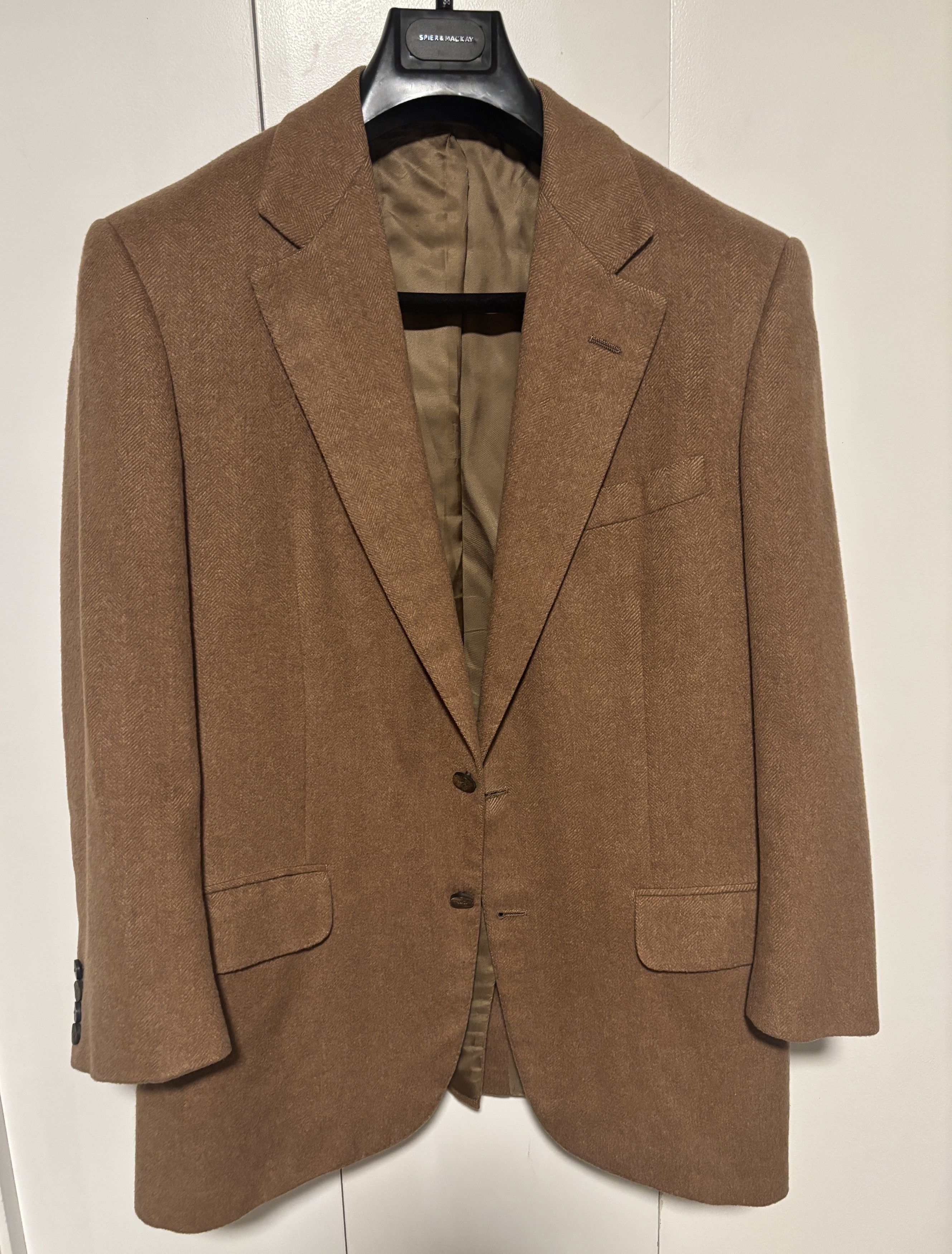 Oxxford Clothes $2000 Camelhair Herringbone Sport Coat / Blazer - 42 Size 42R - 1 Thumbnail