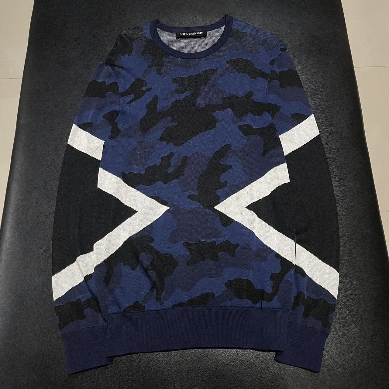 Neil Barrett Neil Barrett Blue Camo Knit Sweater Slim fit Size US M / EU 48-50 / 2 - 4 Thumbnail