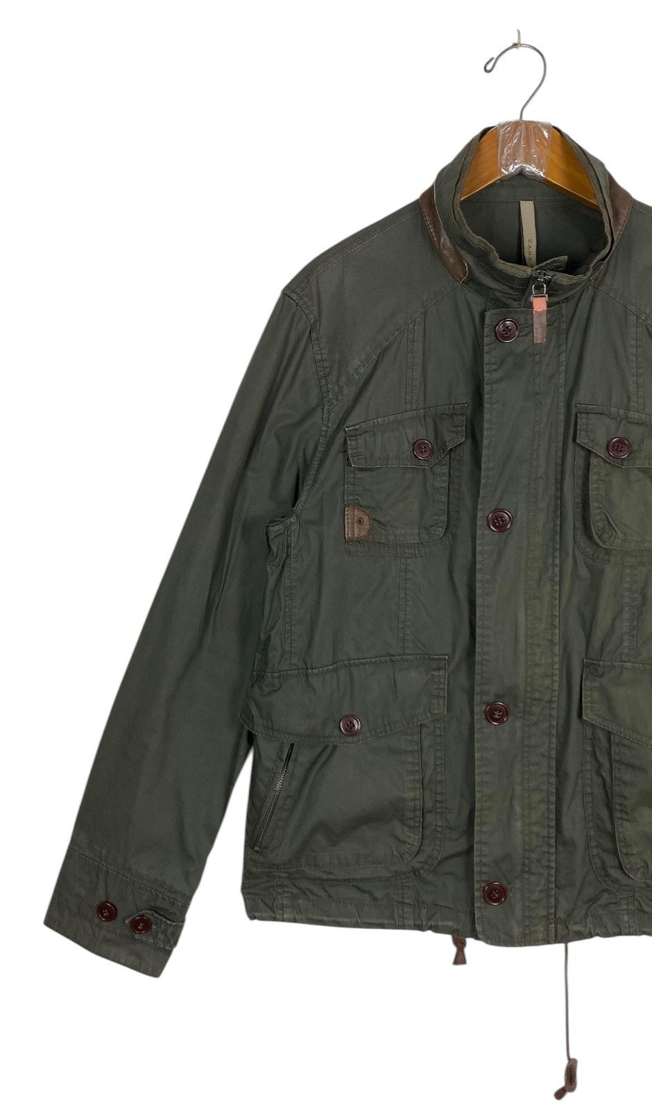 Zara Rare‼️ ZARA MEN Olive Green Military Style Jacket Size US M / EU 48-50 / 2 - 2 Thumbnail