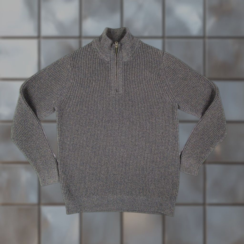 Vintage LL Bean Sweater Mens Large Tall Gray 1/4 Zip Knit Organic Pullover 90875 Size US L / EU 52-54 / 3 - 1 Thumbnail
