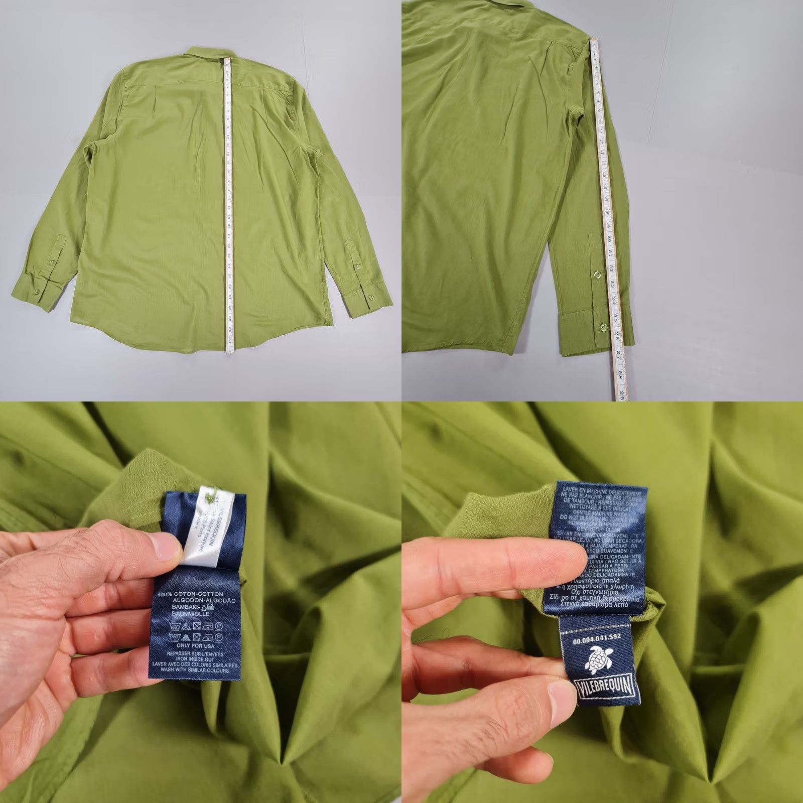 Vilebrequin VINTAGE not included; but original is not vintage. Use: Vilebrequin Mens Shirt Green 4XL Cotton Breathable Long Sleeves Button Up Size US XXL / EU 58 / 5 - 8 Thumbnail