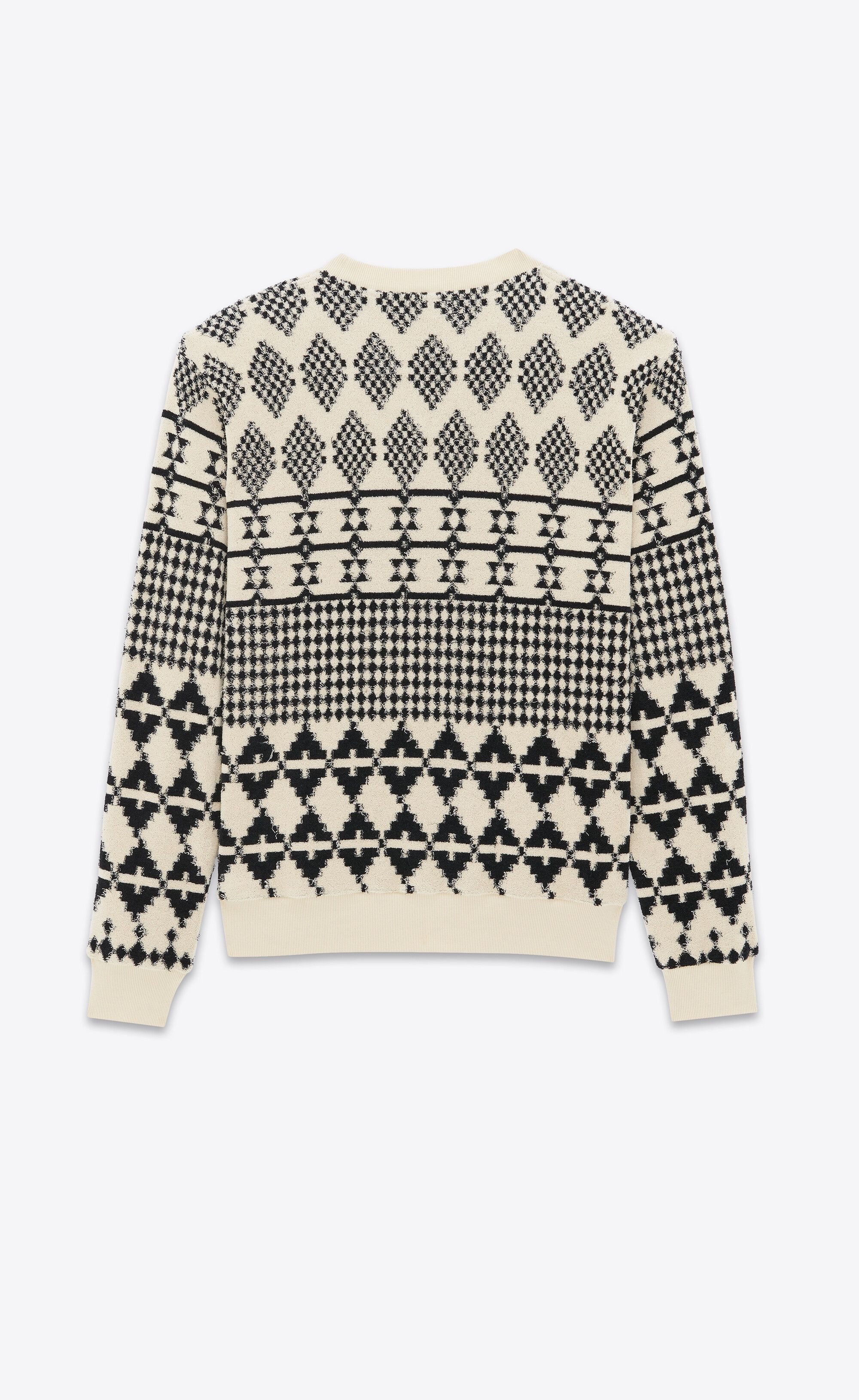 Saint Laurent Paris o1bcso1str0125 Sweatshirt Jacquard Jersey in Natural/Black Size US XS / EU 42 / 0 - 2 Thumbnail