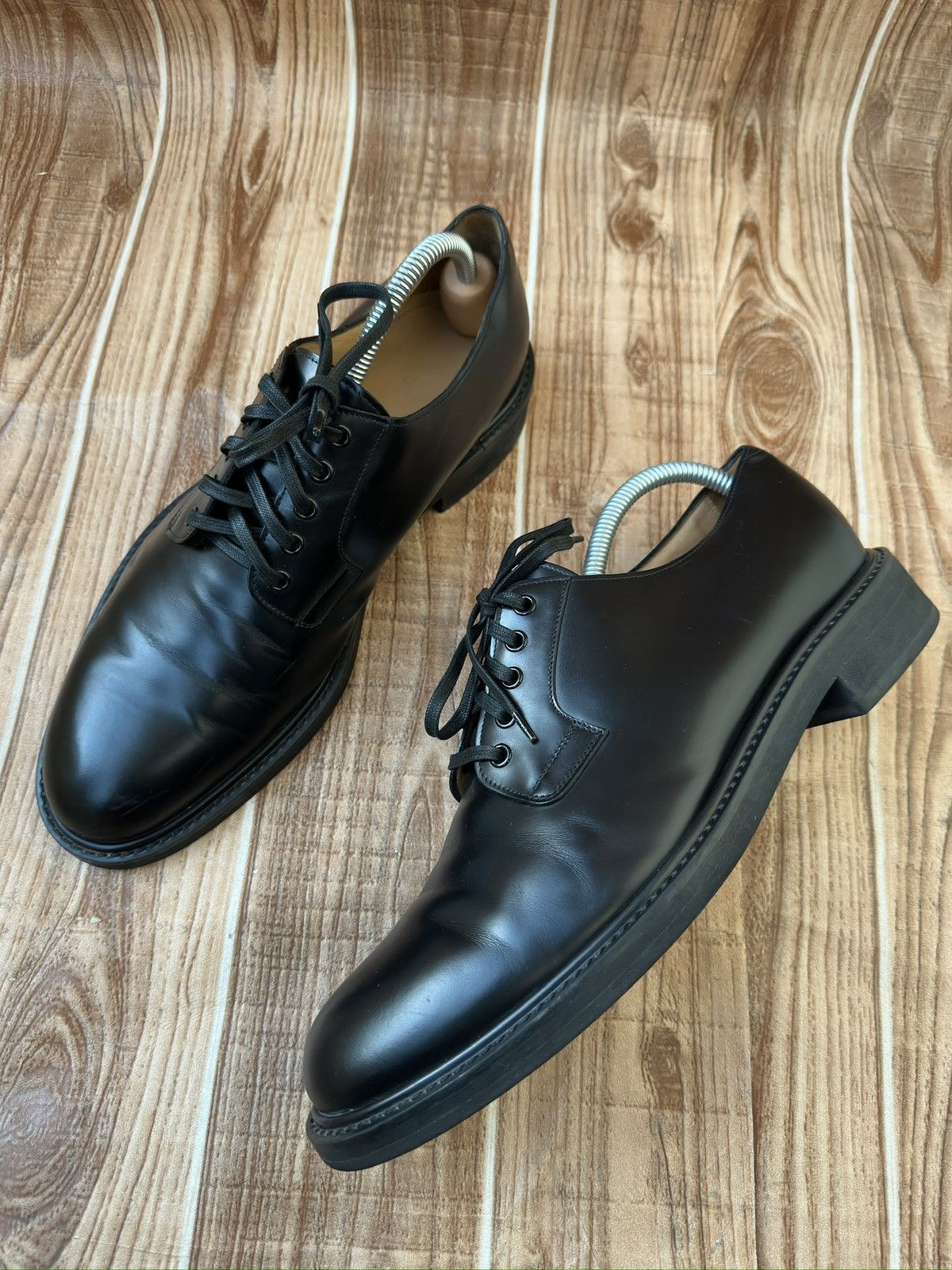 Louis Vuitton Louis Vuitton Black Leather Lace Up Derby Oxfords Size US 9 / EU 42 - 11 Thumbnail