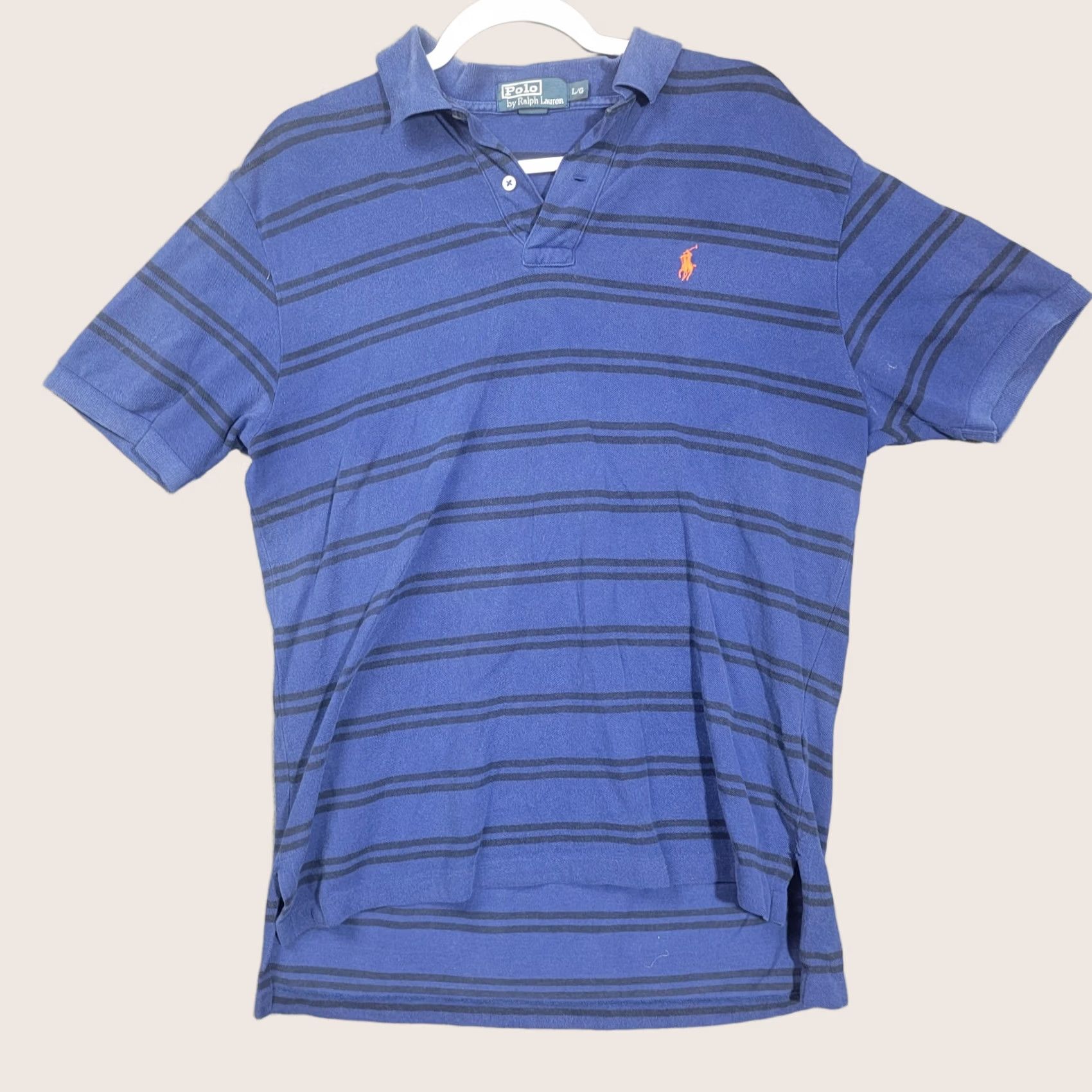 Polo Ralph Lauren Polo Ralph Lauren Polo Shirt Mens Large Blue Black Striped Casual Faded Pony Logo Size US L / EU 52-54 / 3 - 1 Thumbnail