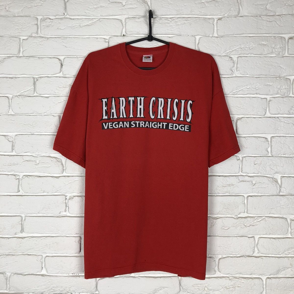 image of Band Tees x Rock Tees Earth Crisis 90’S Hardcore Vintage Tee T Shirt in Red, Men's (Size XL)