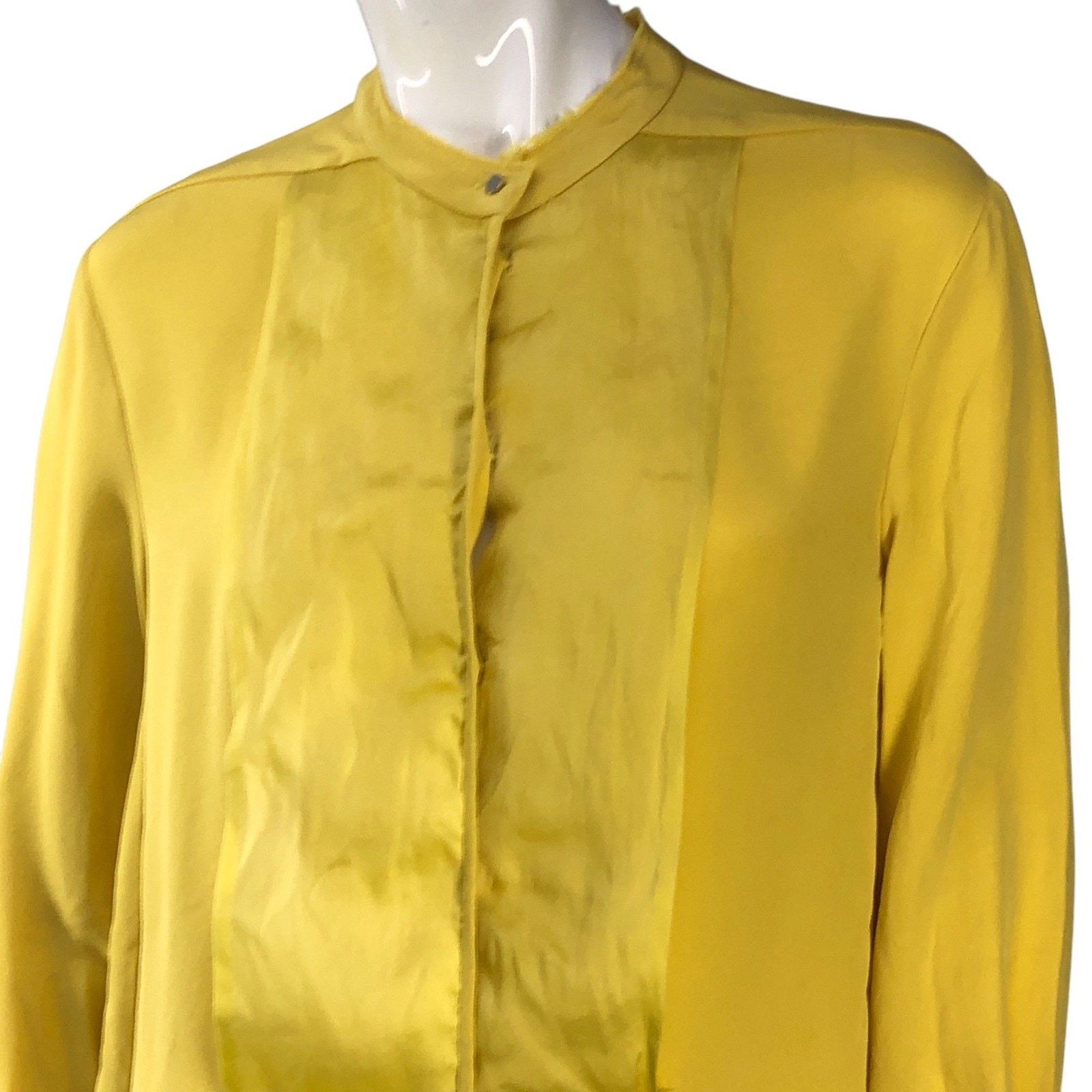 3.1 Phillip Lim 3.1 Phillip Lim Blouse 4 Yellow Silk Bib Front Mandarin Size S / US 4 / IT 40 - 2 Thumbnail