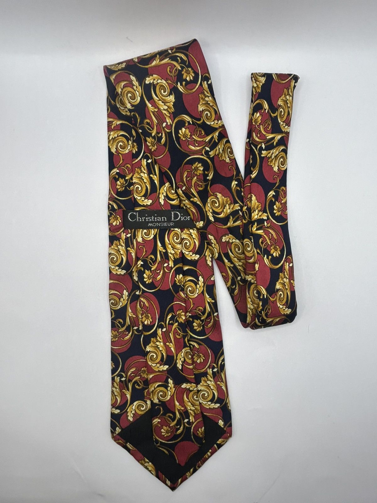 Christian Dior Monsieur Christian Dior Red & Gold Paisley Tie Size ONE SIZE - 1 Thumbnail