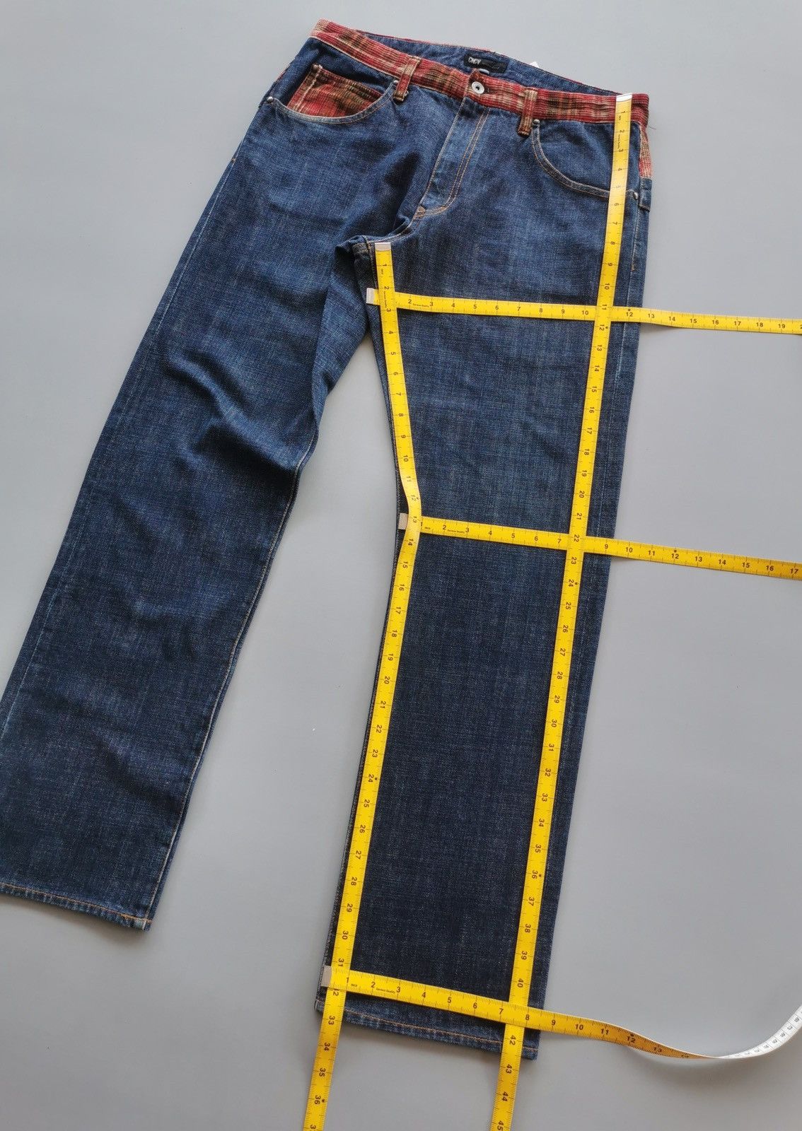 14th Addiction Concave Attempt Double Back Waist Tartan Denim Jeans Size US 33 - 12 Thumbnail