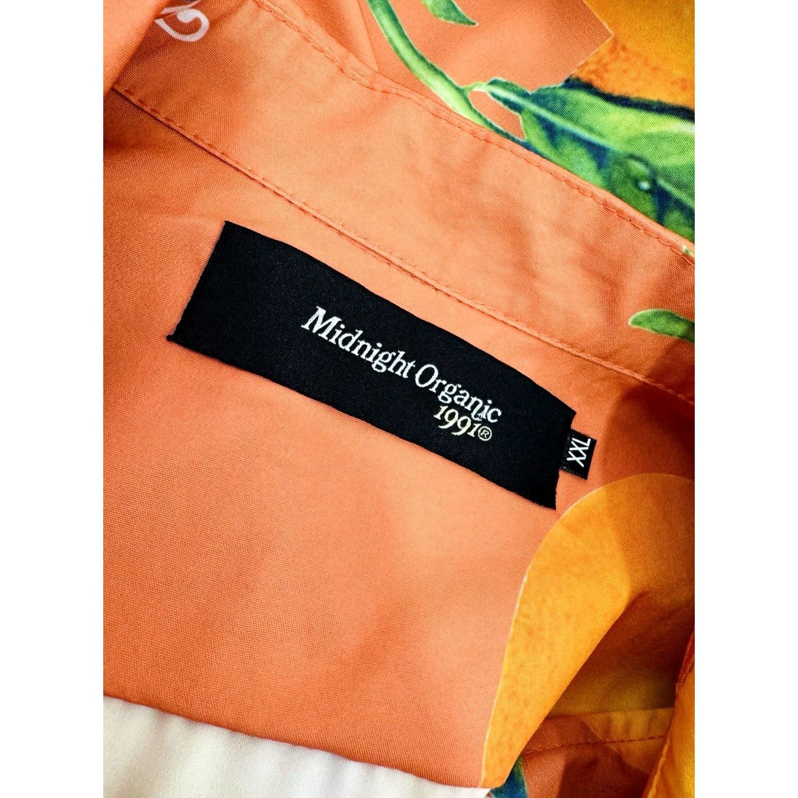 Vintage Midnight Organic 1991 - Oranges Print XXL Hawaiian Shirt - Men Short Sleeve Button-Up, Orange, Hawaiian, 2XL Size US XXL / EU 58 / 5 - 4 Thumbnail