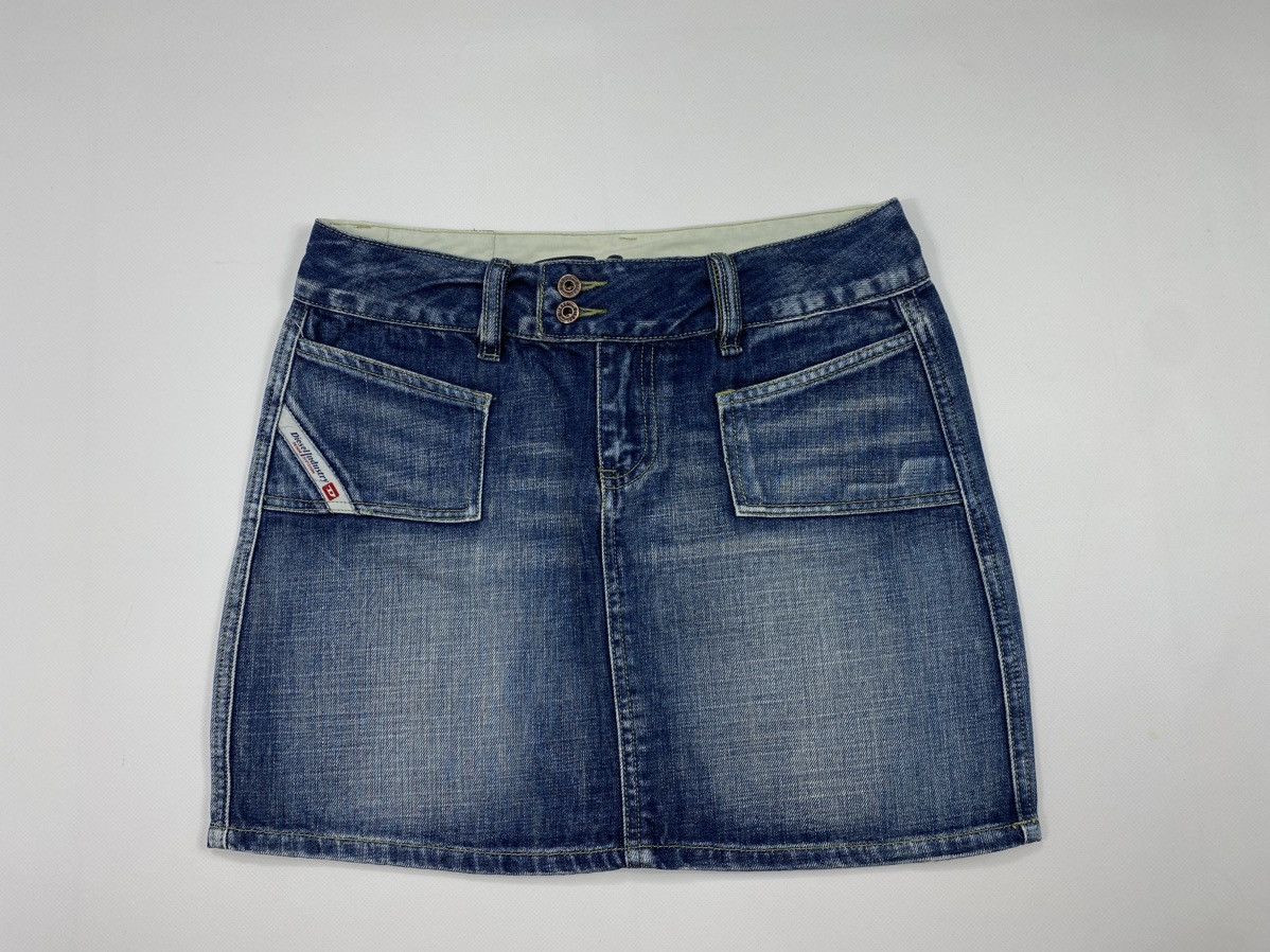 Diesel LASTDROP🔥Vintage Y2K Diesel A Line Washed Denim D Mini Skirt Size 29" - 20 Thumbnail