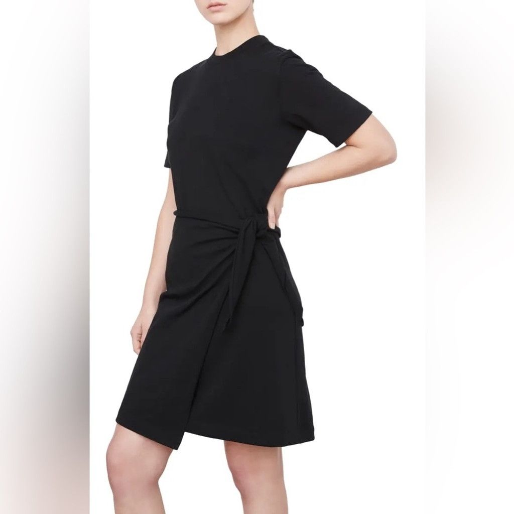 Vince Vince Jet Black Side Tie Cotton T-Shirt Dress Size S Size S / US 4 / IT 40 - 1 Thumbnail