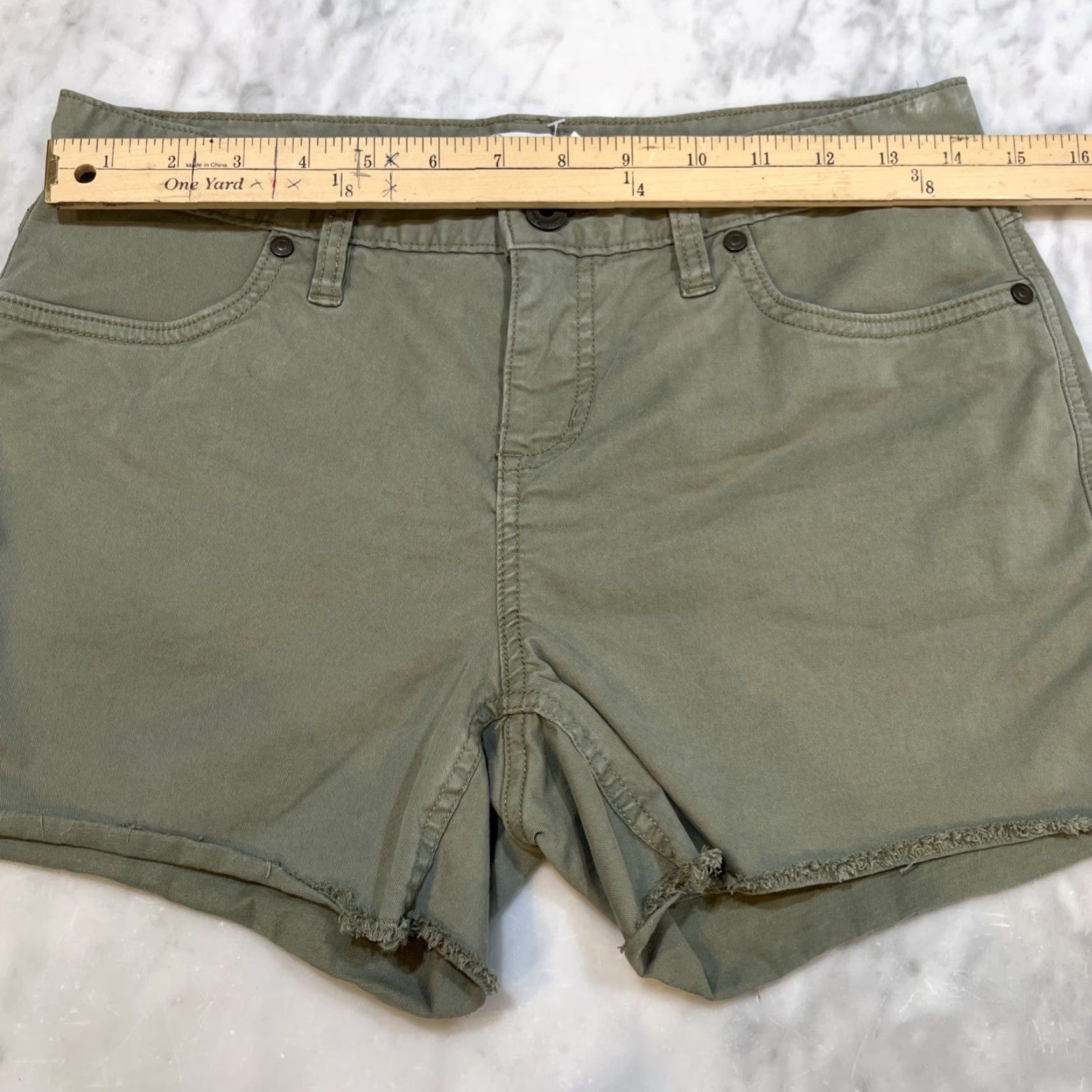 Vintage Carve Designs Women's Shorts Size 2 Sage Green Cut-Off Cotton Spandex Casual Activewear Size 26" / US 2 / IT 38 - 5 Thumbnail
