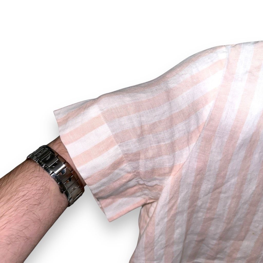 Everlane Everlane Pink & White 100% Linen S/S Camp Button Up Shirt Si Size XS / US 0-2 / IT 36-38 - 6 Thumbnail
