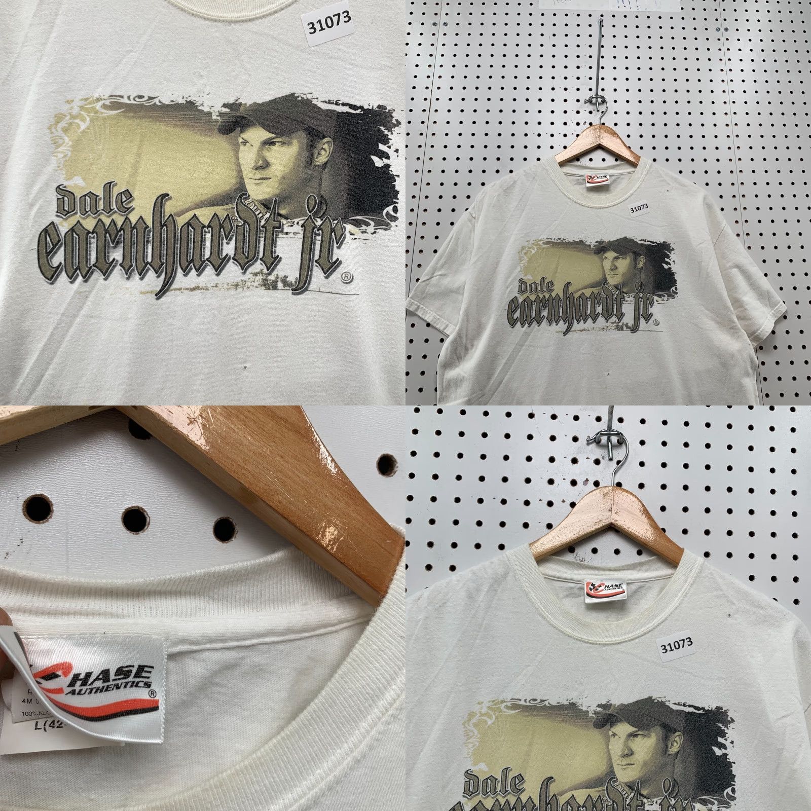 Chase Authentics VINTAGE NASCAR Dale Earnhardt Jr Shirt White Mens Large Double-Sided 21.5x27 Size US L / EU 52-54 / 3 - 8 Thumbnail