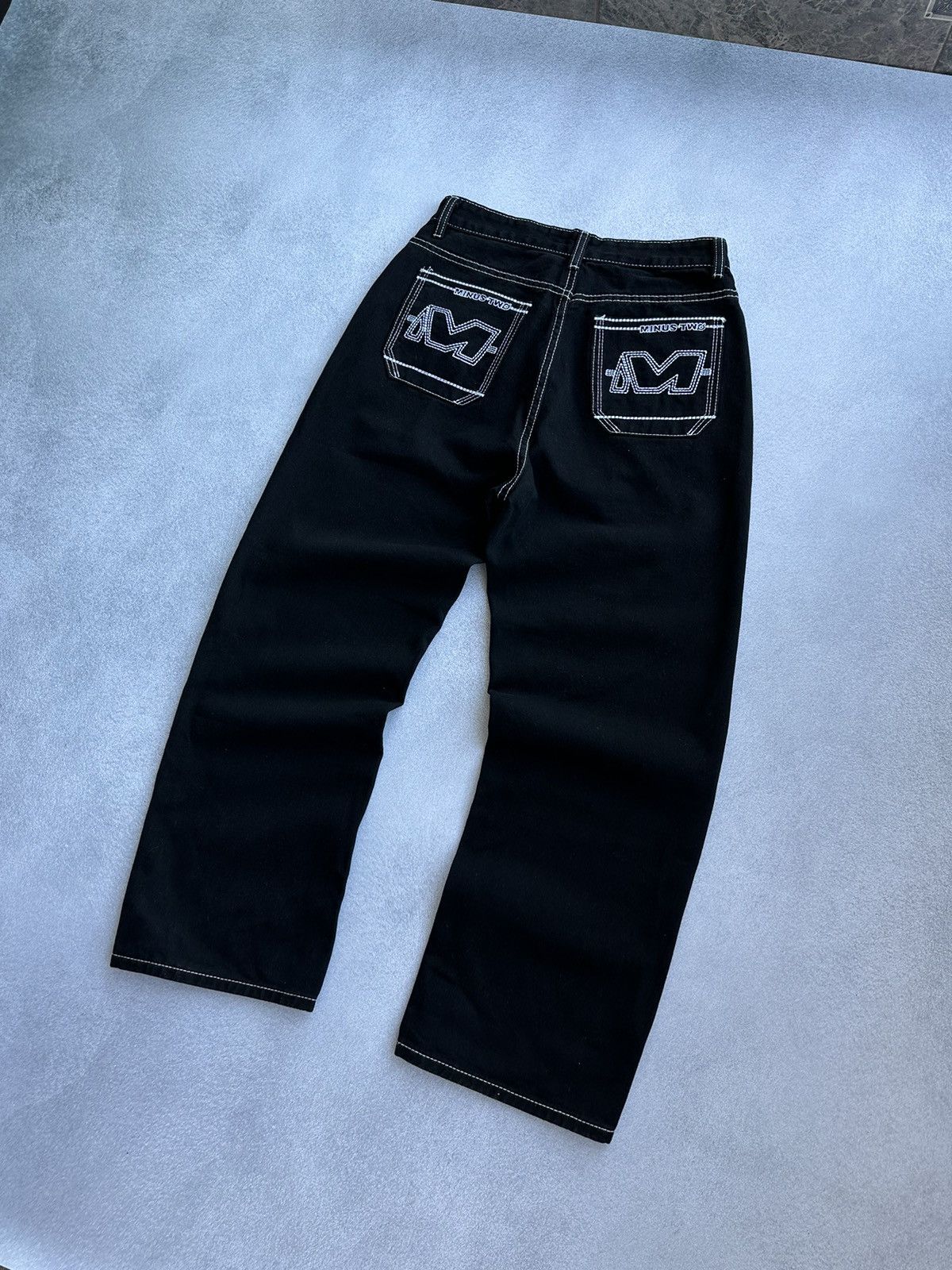 Japanese Brand Vintage Minus Two Japanese Rap Big Logo Black Baggy Jeans Size US 30 / EU 46 - 7 Thumbnail