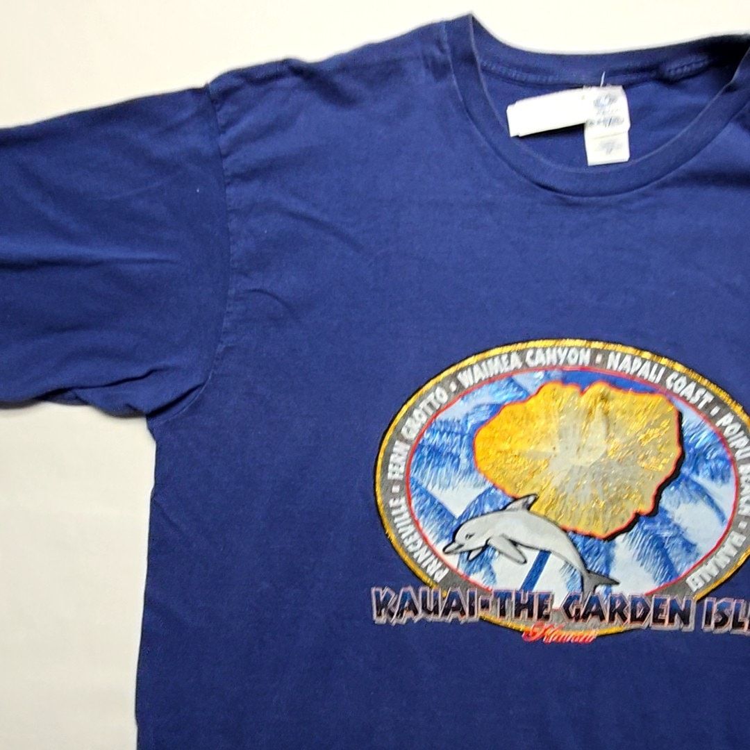 Fruit Of The Loom Kauai Hawaii The Garden Isle Tee Dolphin Blue 2X Shirt Size US XXL / EU 58 / 5 - 6 Thumbnail