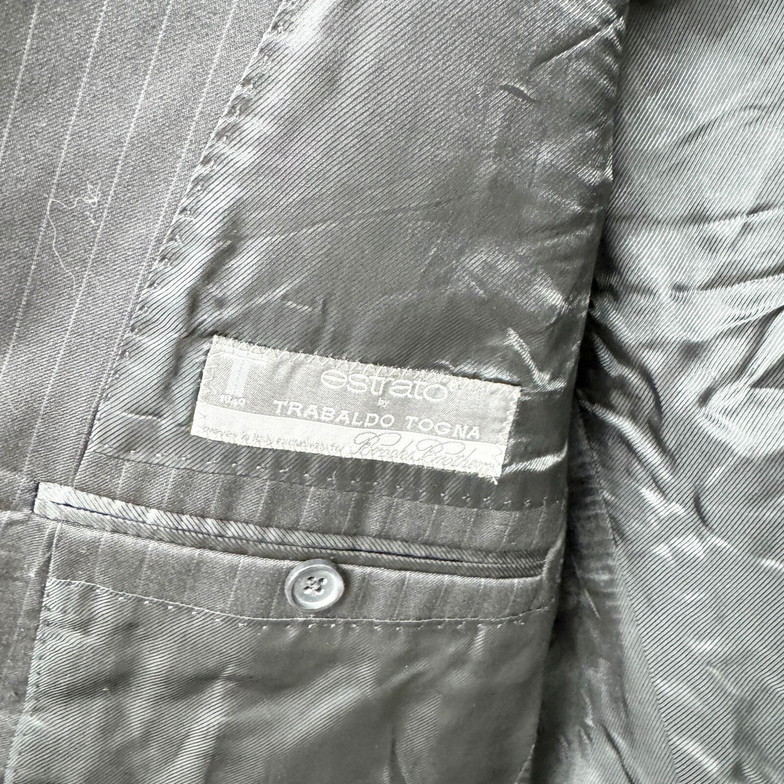 Brooks Brothers Brooks Brothers Suit Jacket 40R Black Single Breasted Stripe Size 40R - 3 Thumbnail