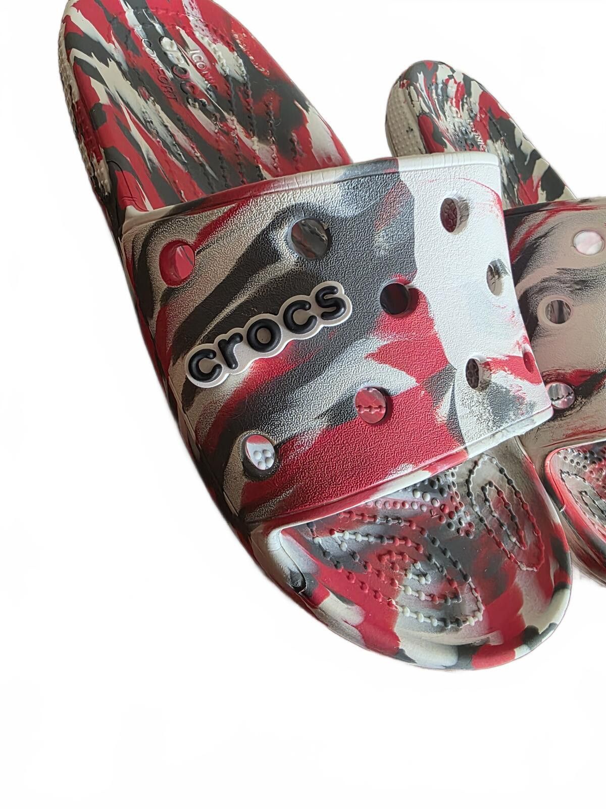 Crocs Crocs Red White Gray Tie-Dye Slide Sandals Comfortable M6 W8 Size US 6 / EU 39 - 11 Thumbnail