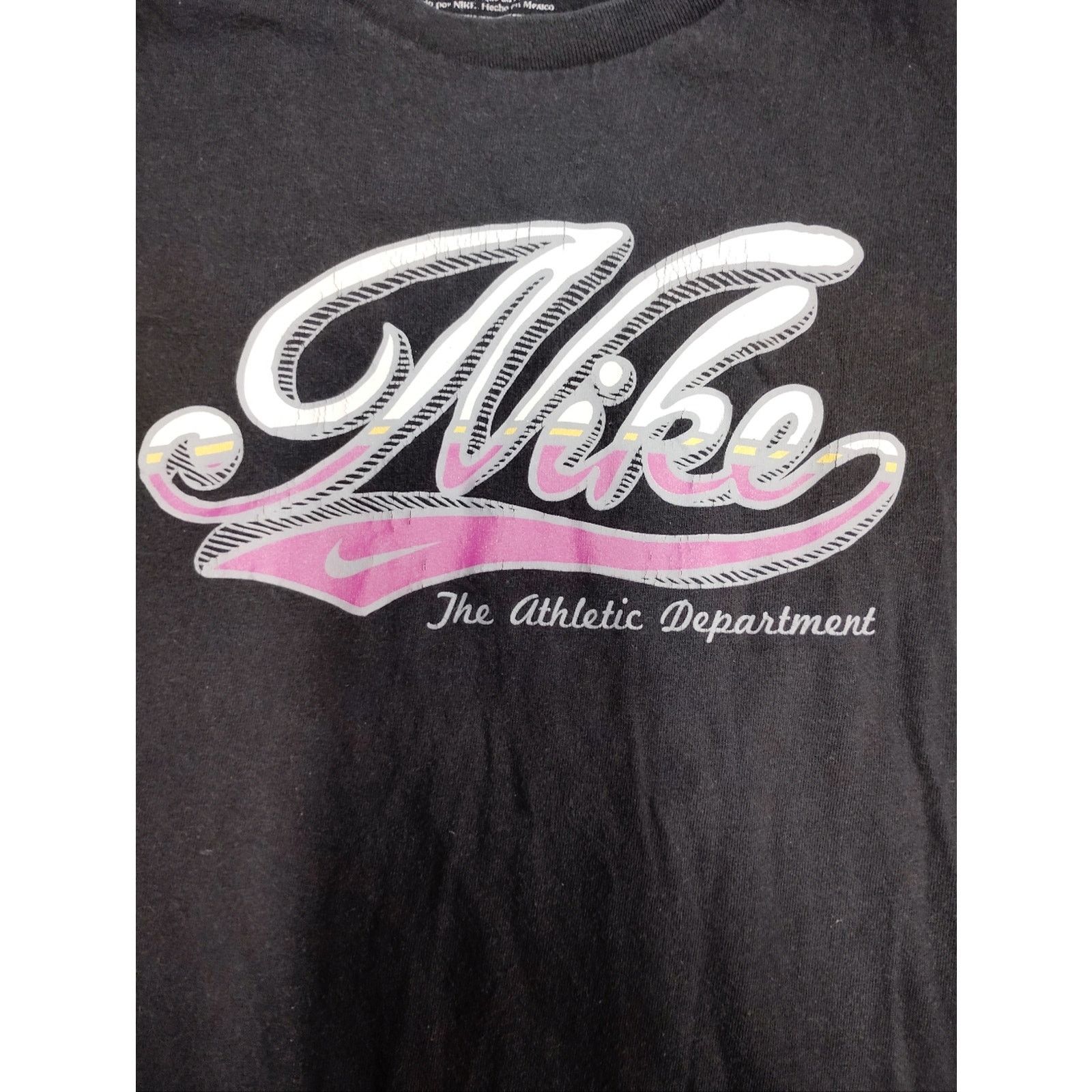 Nike Nike Black Tee with Pink and White Script Logo Size L / US 10 / IT 46 - 2 Thumbnail