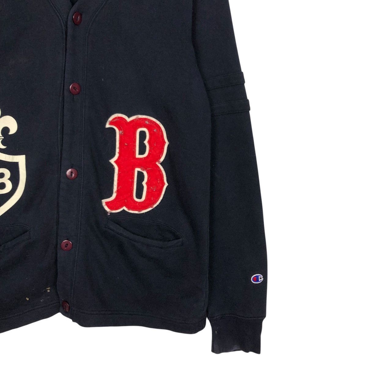 Vintage Champion Collegiate Knit Cardigan Big B Patch Crest Detail Size US L / EU 52-54 / 3 - 6 Thumbnail