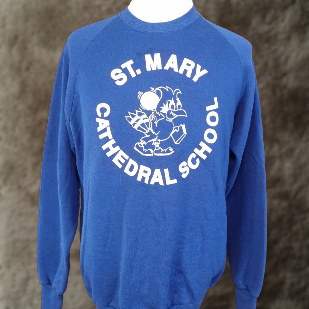 Jerzees VINTAGE JERZEES SWEATSHIRT ST MARY CATHEDRAL SCHOOL ST LOUIS USA MADE BLUE 2XL (24X28) 90s Pullover Crew Neck Unisex Adults Cotton Blend Size US XXL / EU 58 / 5 - 1 Thumbnail
