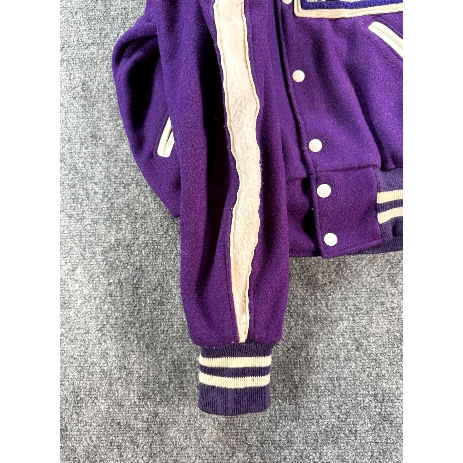 Holloway Vintage Holloway Varsity Jacket Mens 38 Purple LHS Wrestling Letterman 80s Logo Size US XXS / EU 40 - 7 Thumbnail