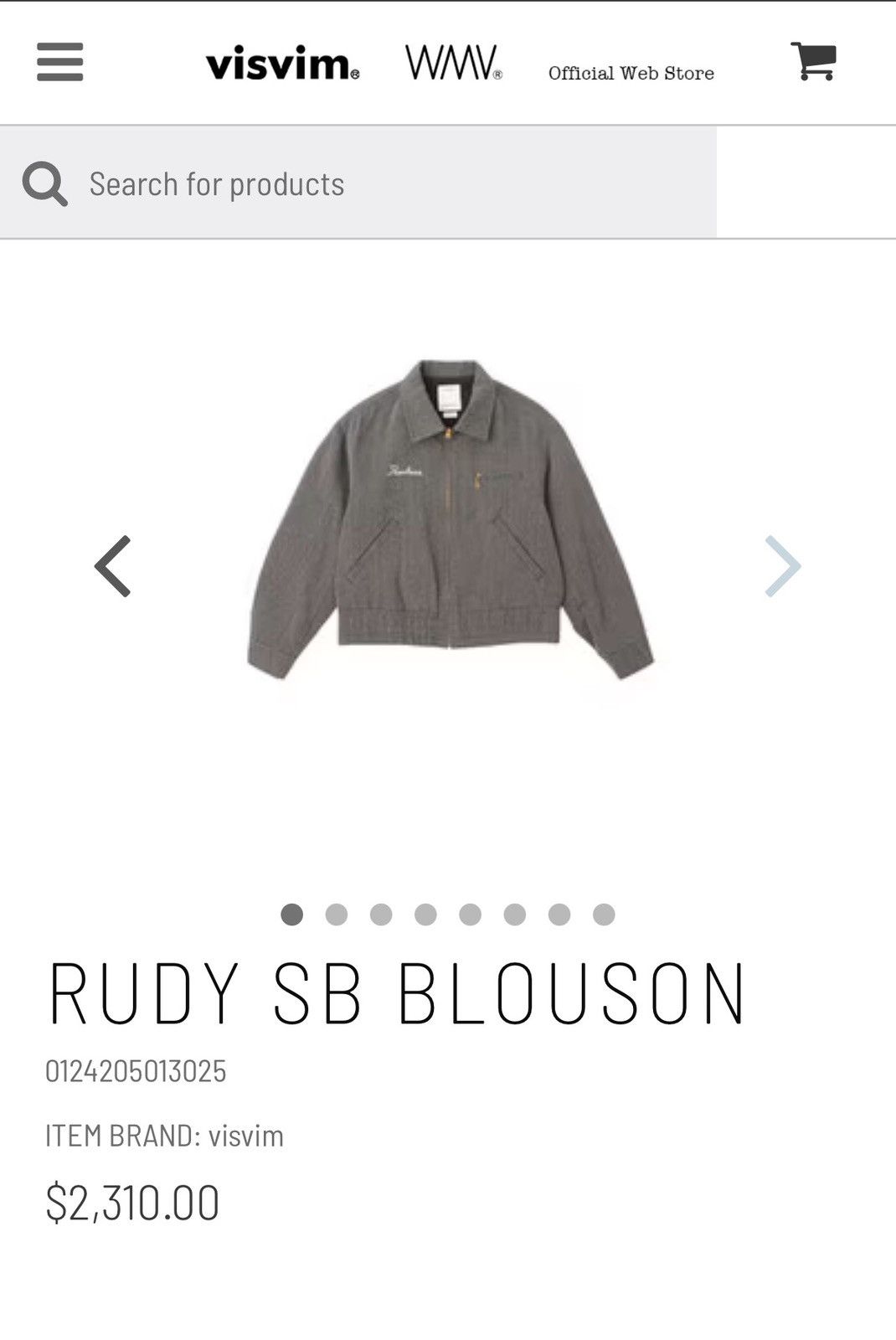 Visvim 24AW Rudy SB Blouson. Charcoal Gray Size 3