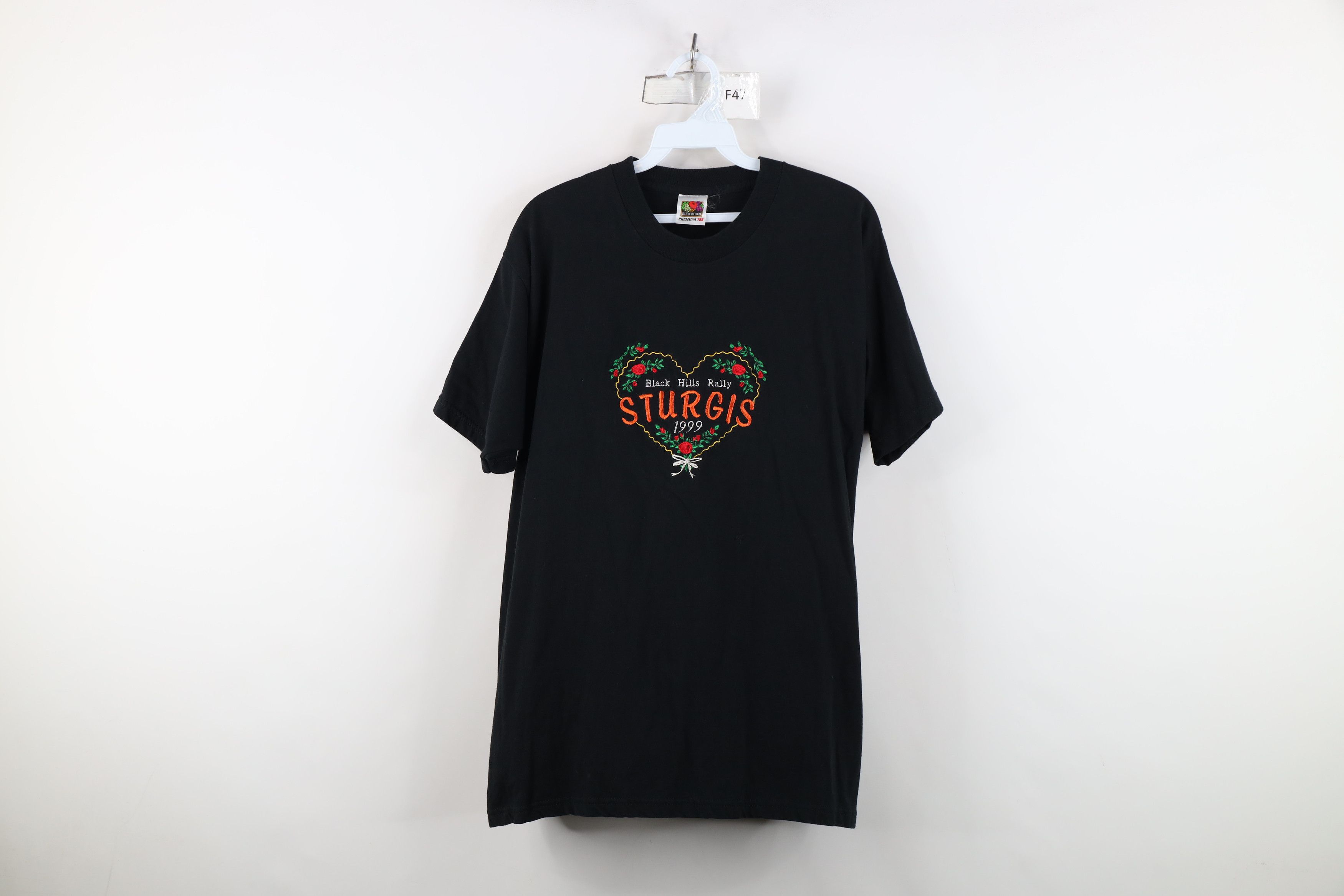 Vintage Vintage 90s Sturgis Hills Bike Rally Heart Flower T-Shirt Size L / US 10 / IT 46 - 1 Thumbnail