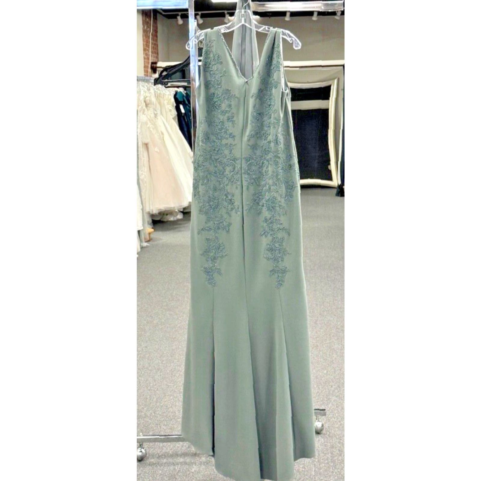 Vintage Jade Couture by Jasmine K218004 Stretch Crepe & Lace MOB Dress Sz. 14 (SAMPLE) Size ONE SIZE - 8 Thumbnail