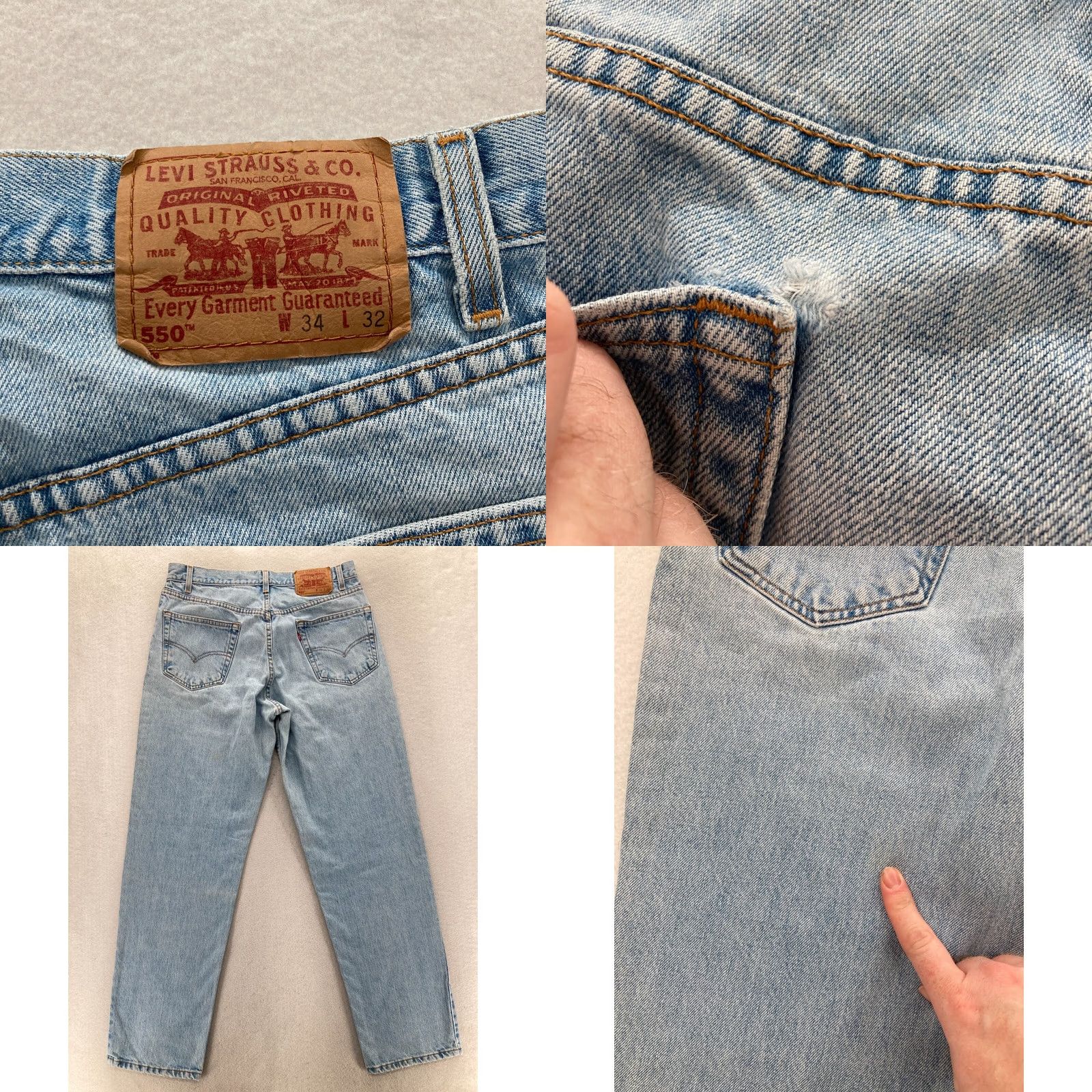 Levi's Vintage Levi's 550 Jeans Mens 34x32 Relaxed Fit Tapered Leg Blue Denim 1999 Y2K Size US 34 / EU 50 - 10 Thumbnail