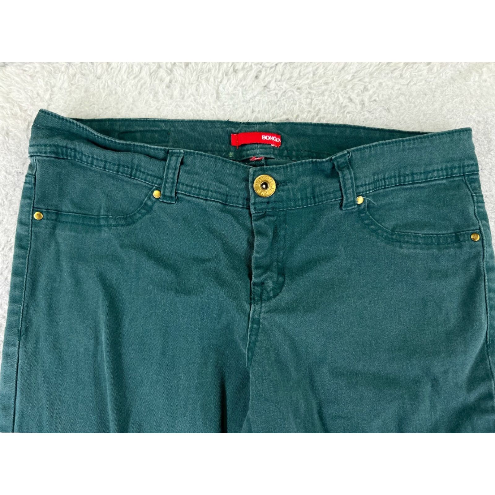 Vintage Bongo Jeans Jeans 29 Regular 29 Green Cotton Denim 5-Pocket Straight Rise Low Zip Fly Inseam 27 PantWomen 29x27 Size 29" - 4 Thumbnail